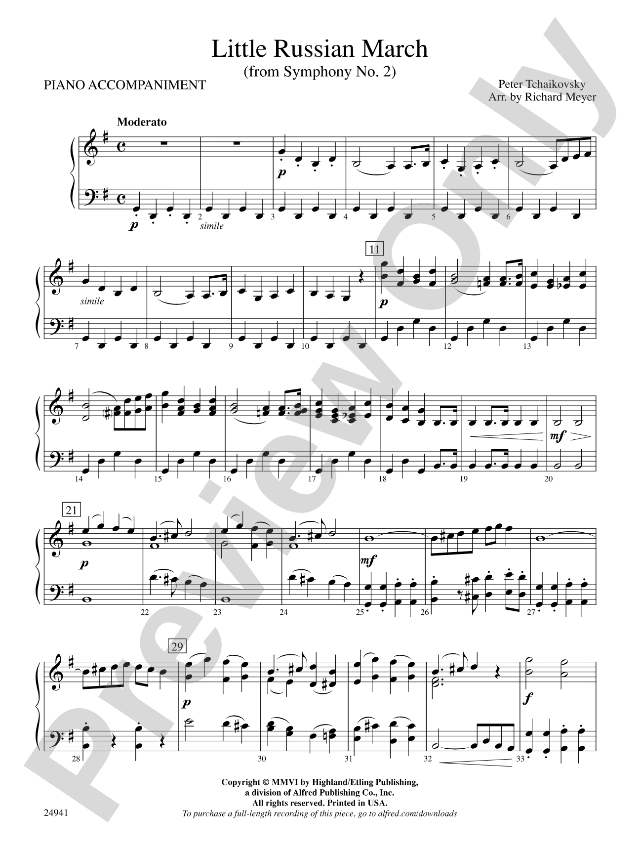 Little Russian March (from Symphony No. 2): Piano Accompaniment