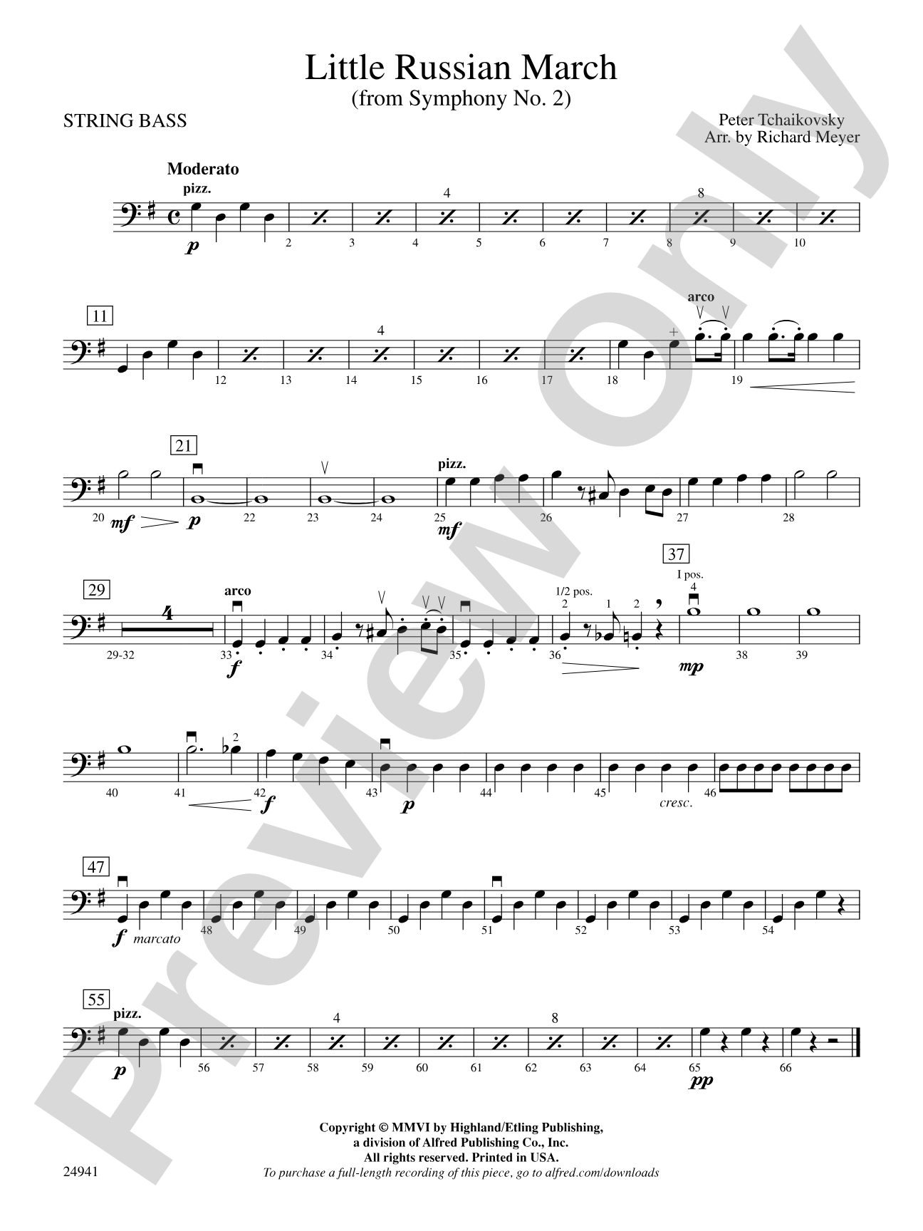 Little Russian March (from Symphony No. 2): String Bass