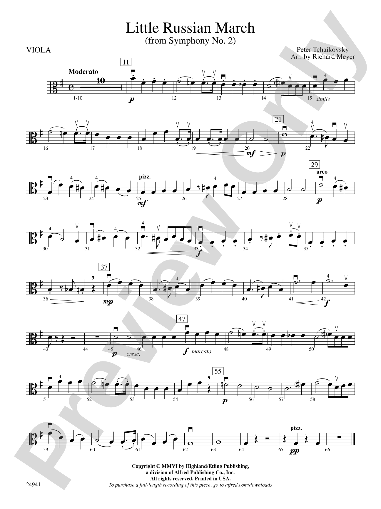 Little Russian March (from Symphony No. 2): Viola