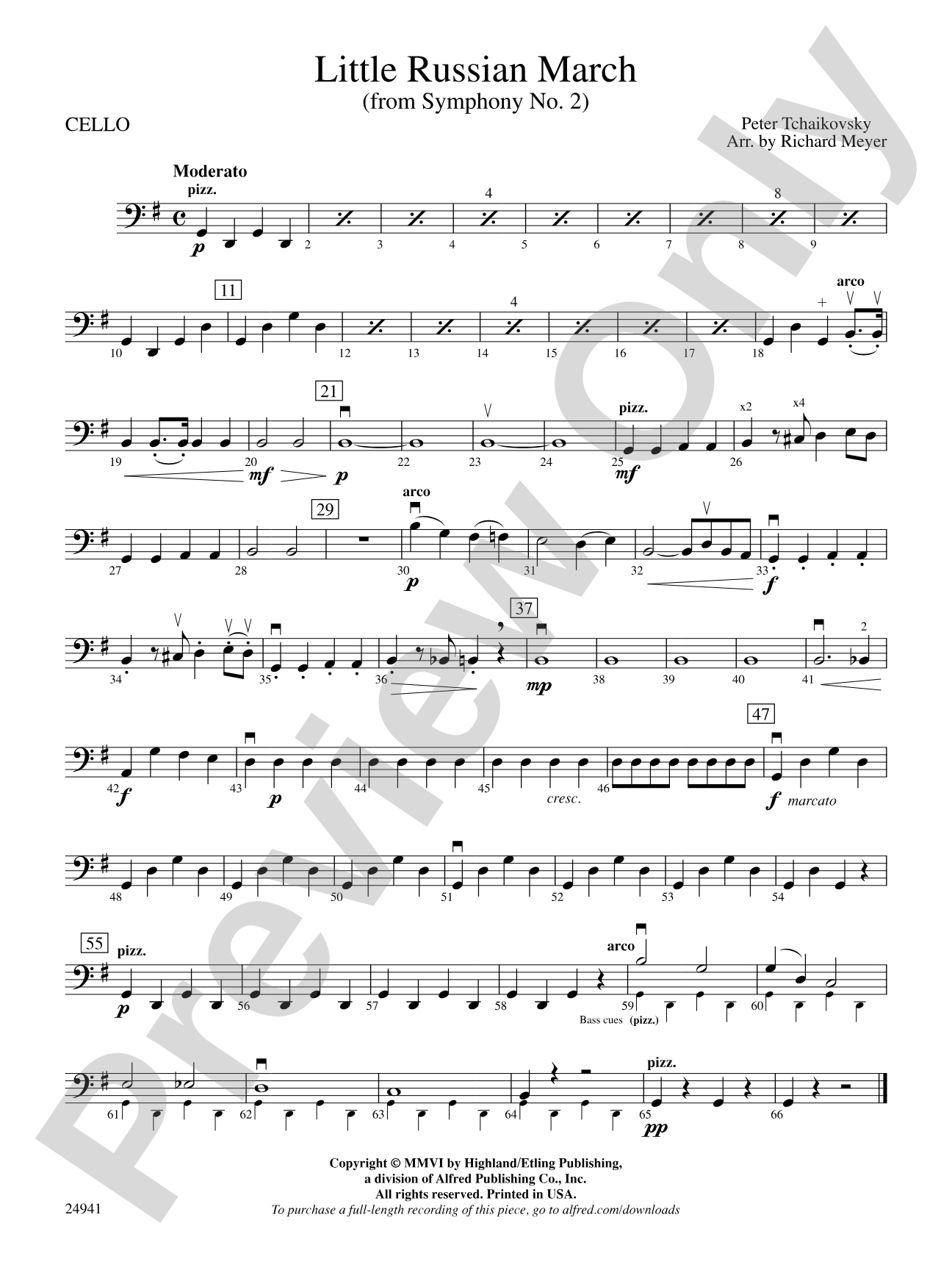 Little Russian March (from Symphony No. 2): Cello