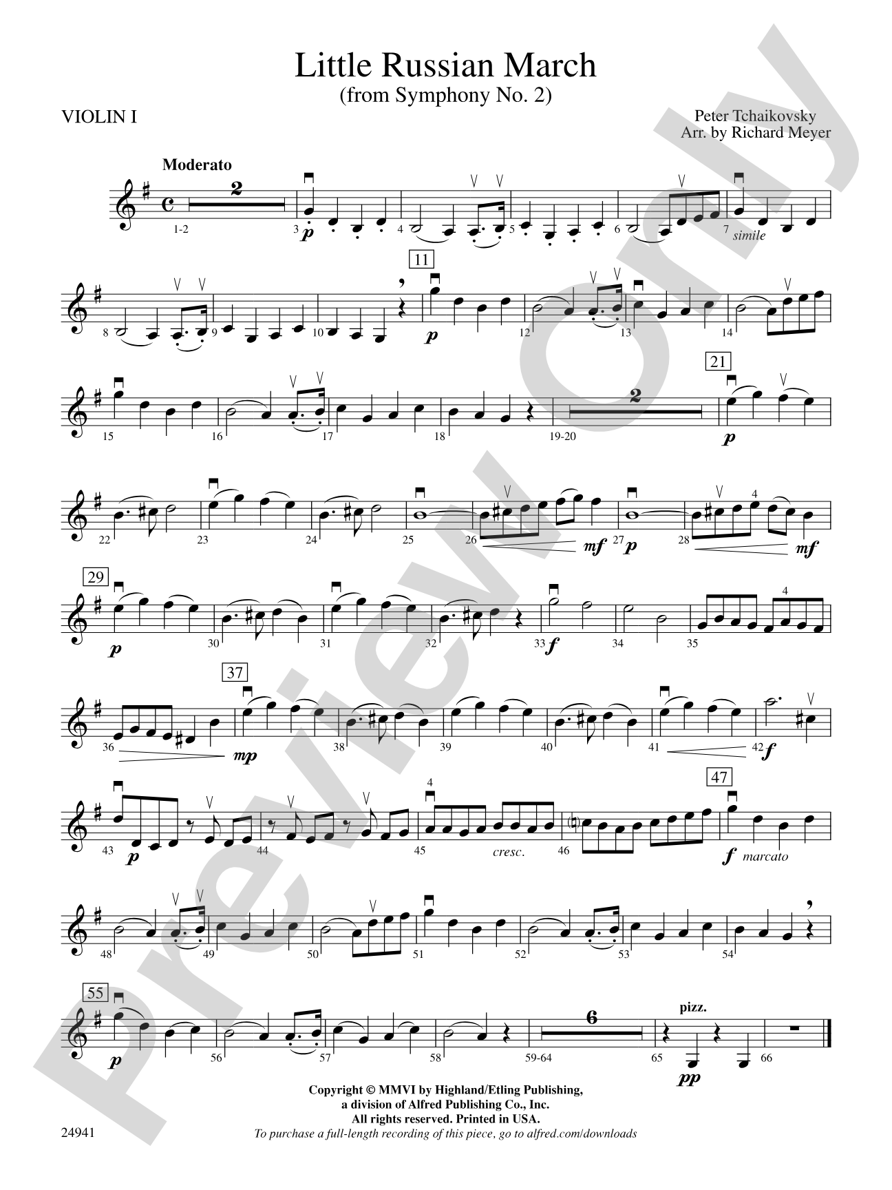 Little Russian March (from Symphony No. 2): 1st Violin