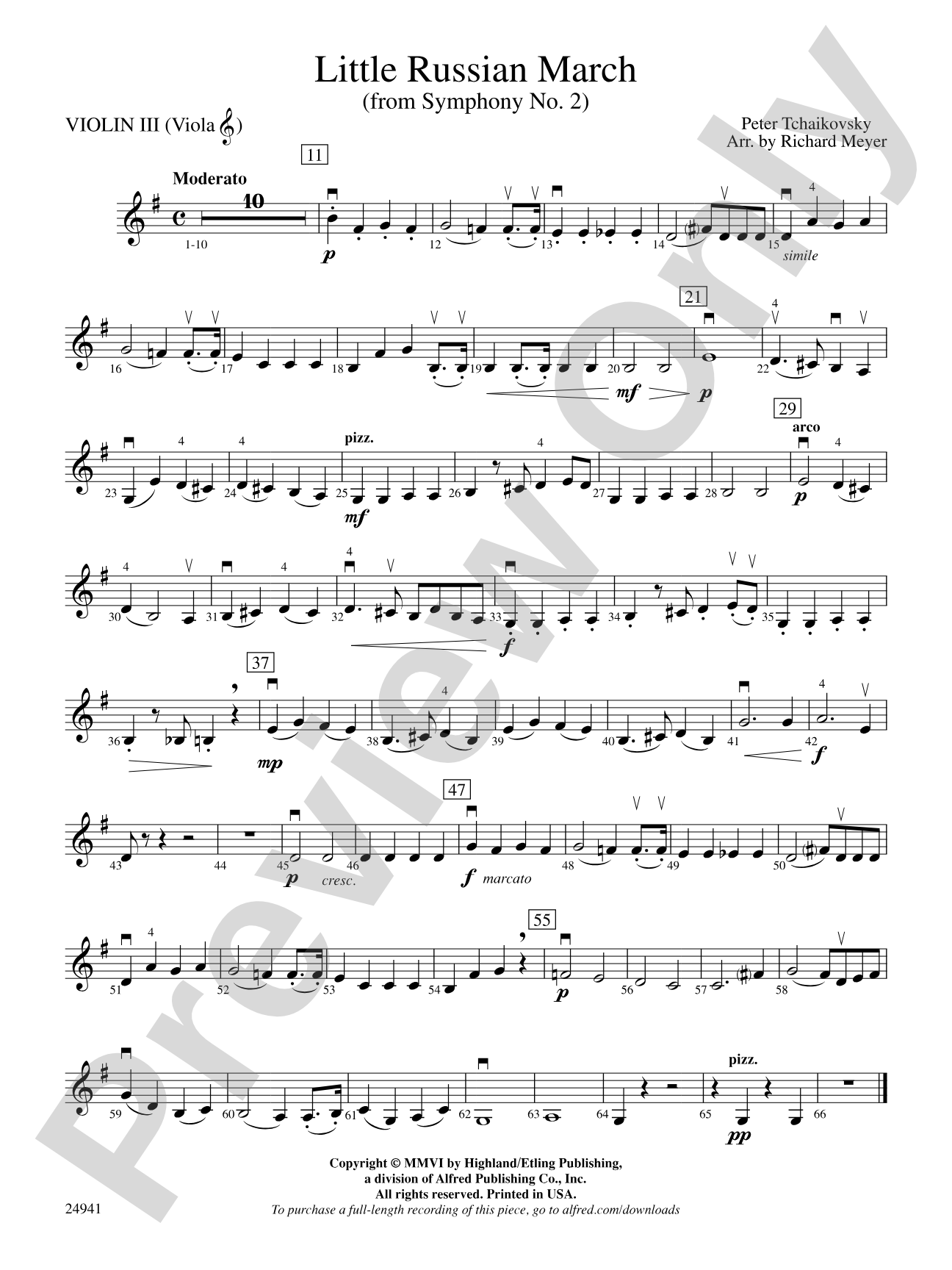 Little Russian March (from Symphony No. 2): 3rd Violin (Viola [TC])