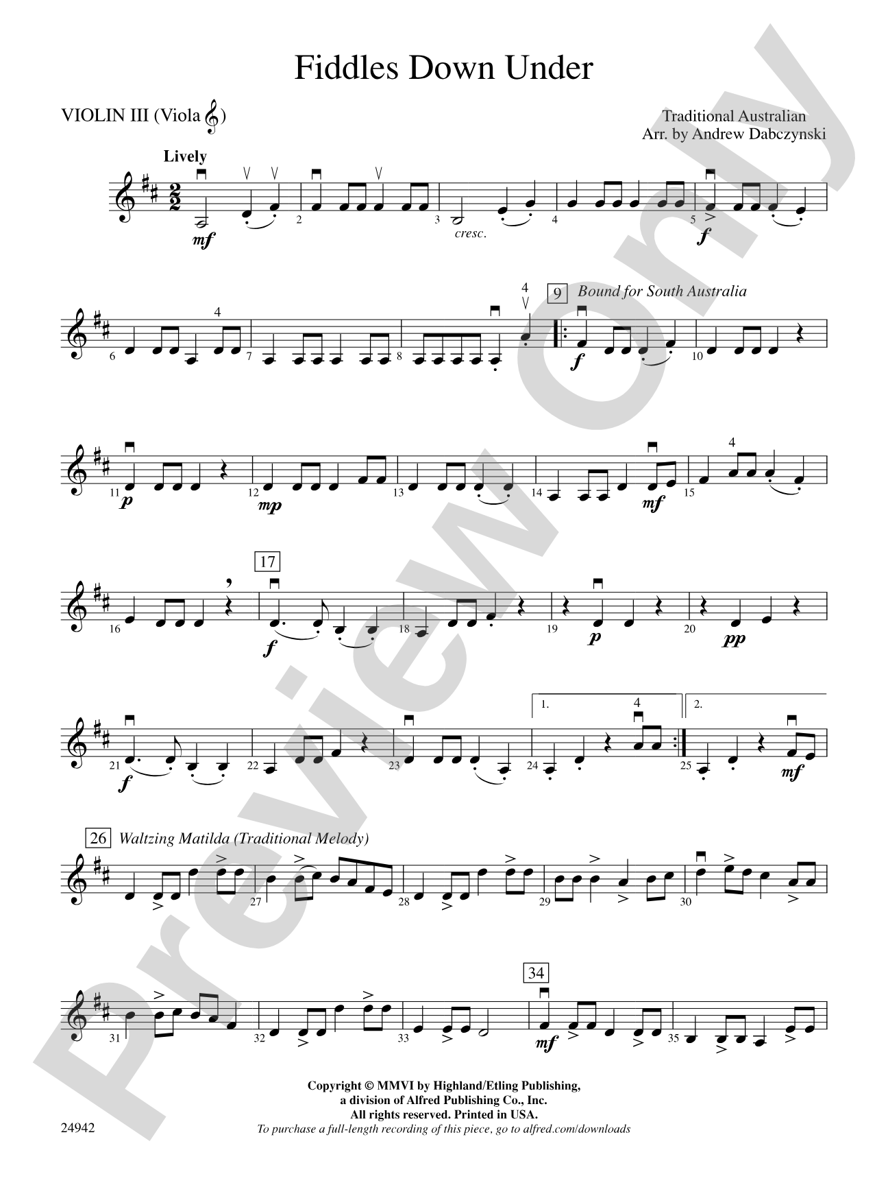 Fiddles Down Under: 3rd Violin (Viola [TC])
