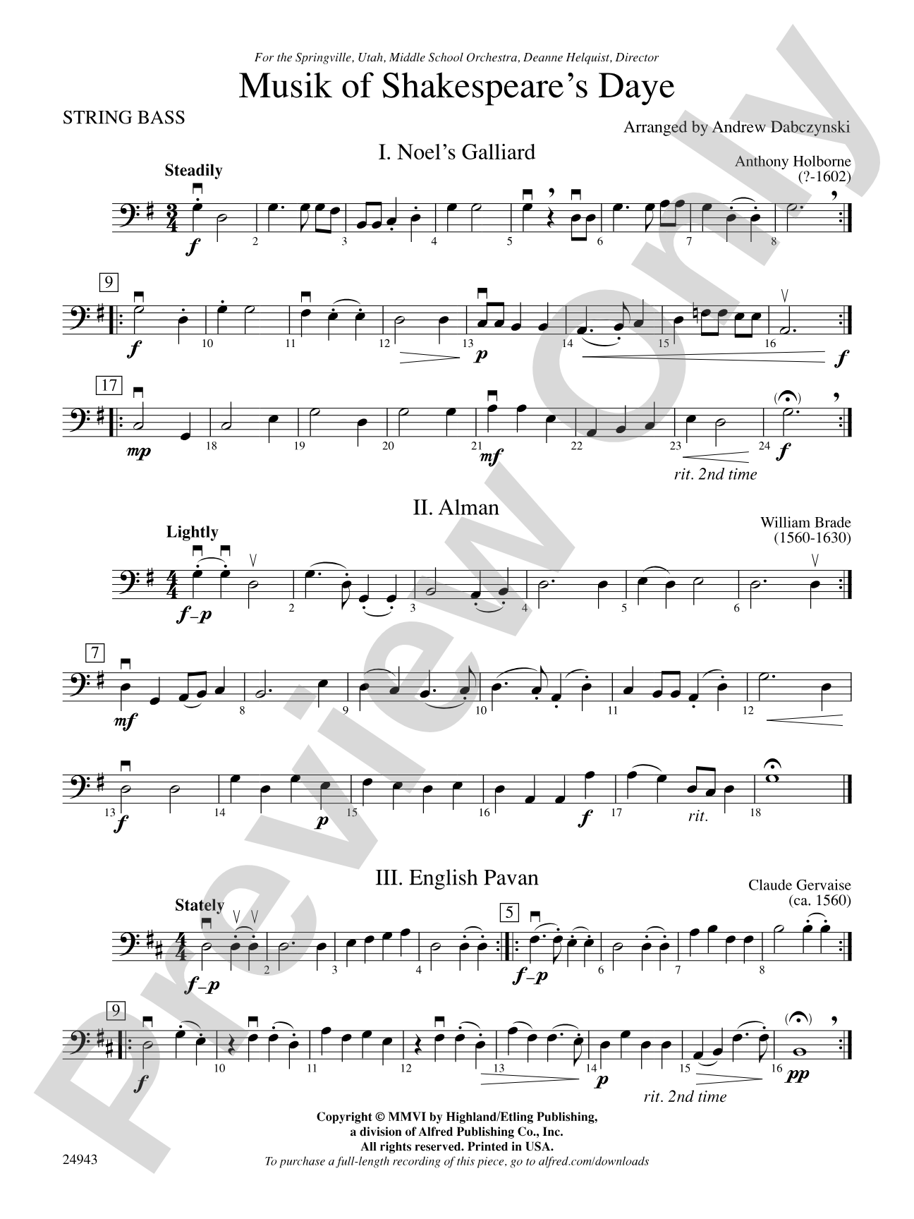 Musik of Shakespeare's Daye: String Bass