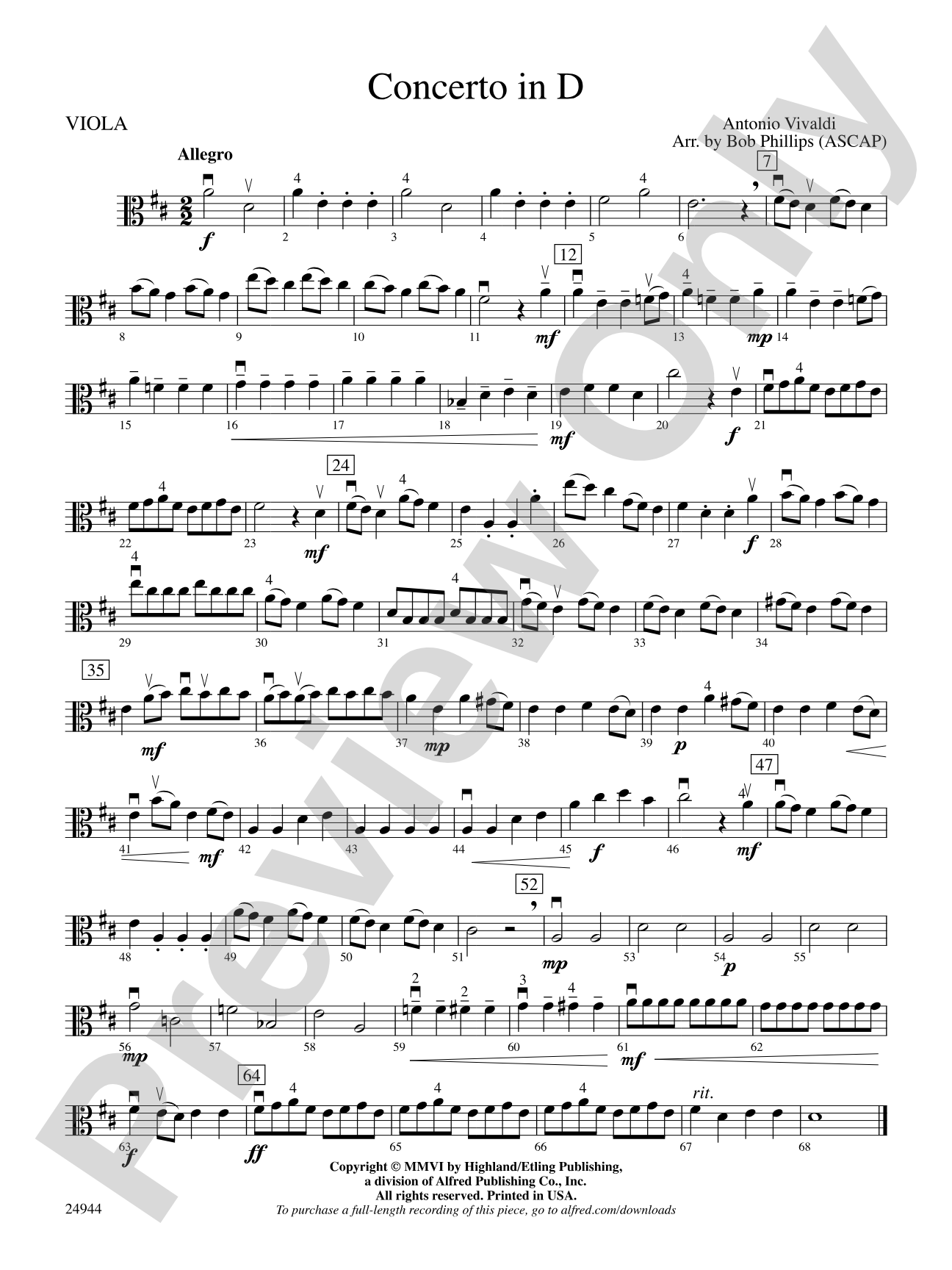 Concerto in D: Viola