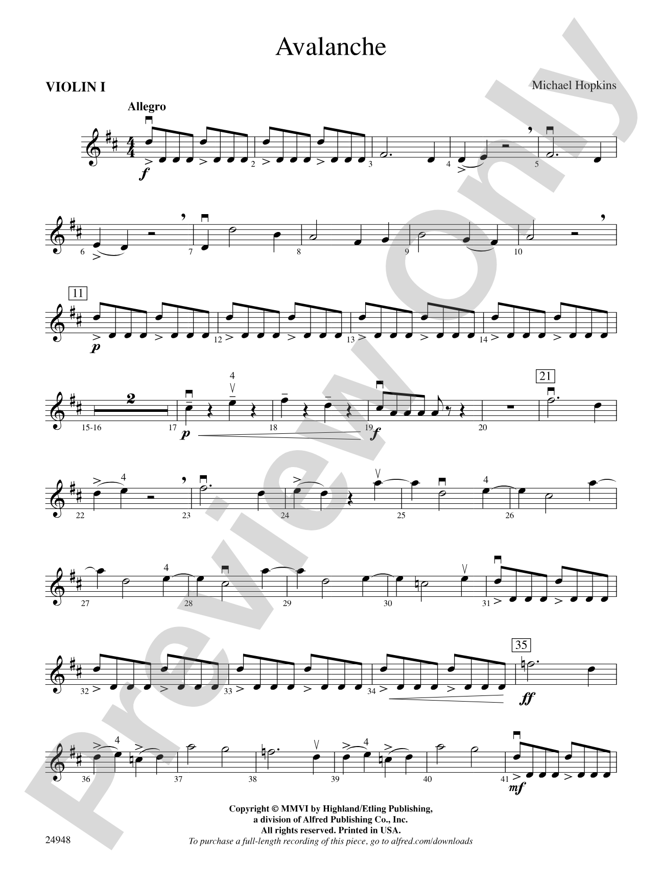 Avalanche: 1st Violin