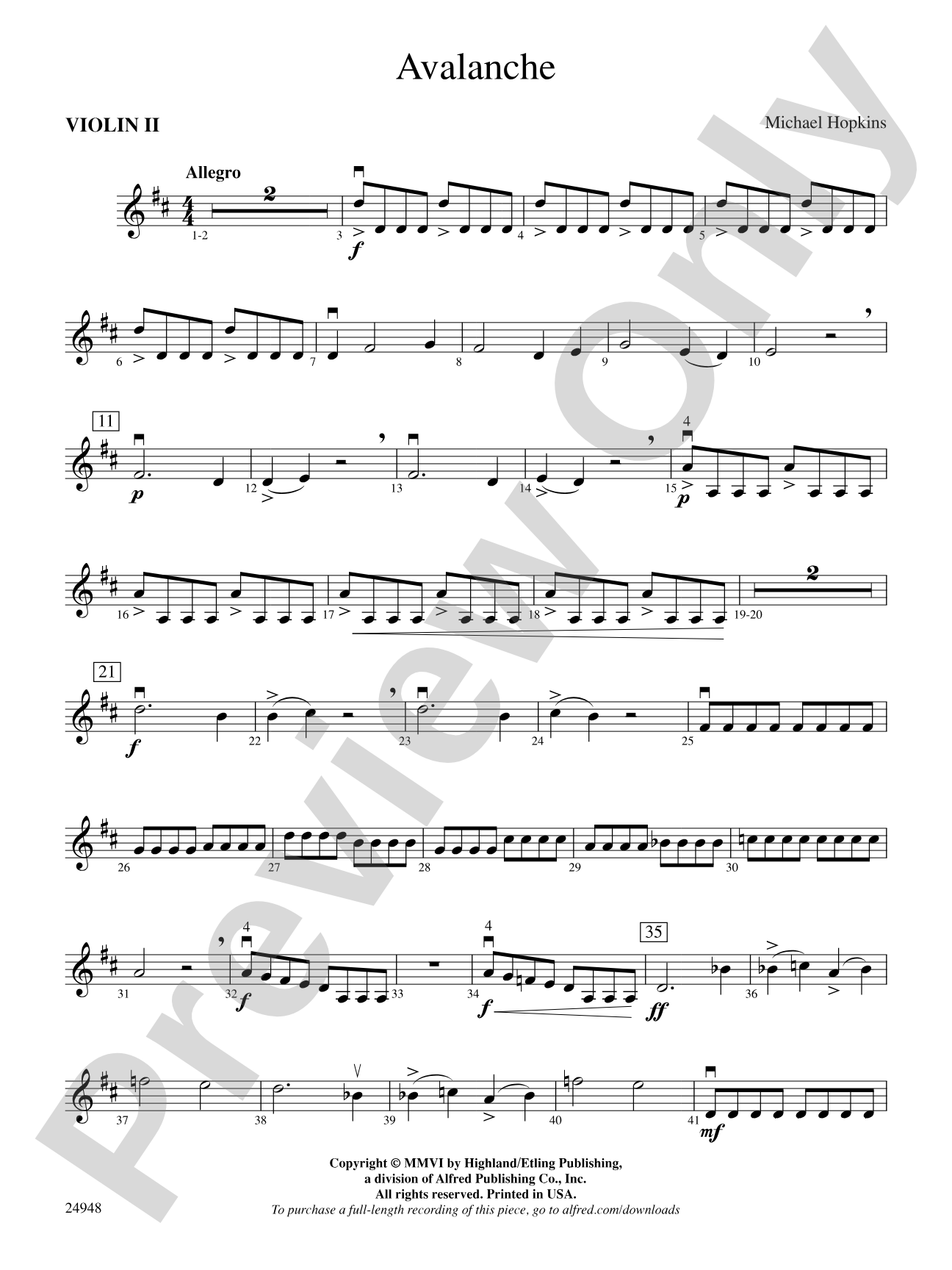 Avalanche: 2nd Violin