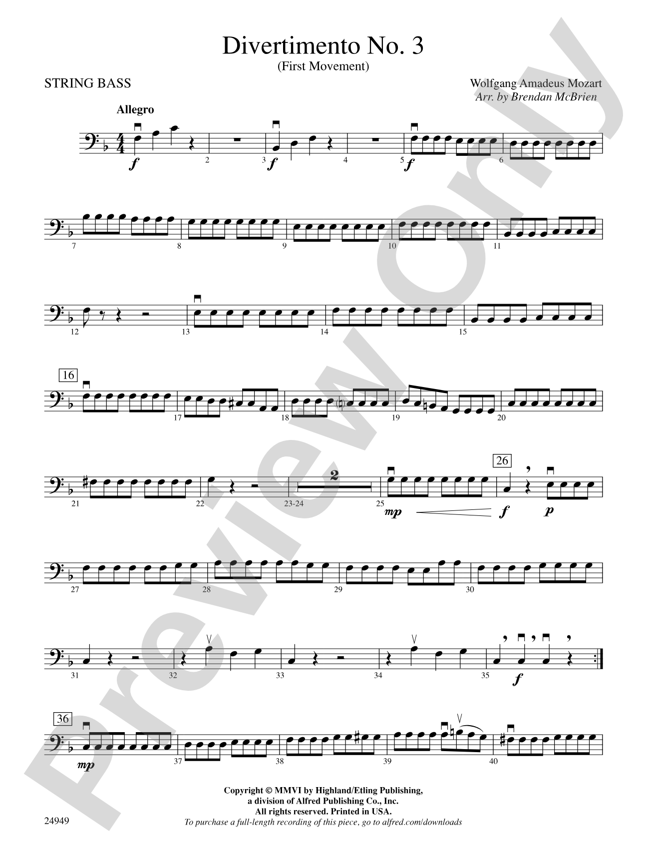 Divertimento No. 3 (1st Movement): String Bass