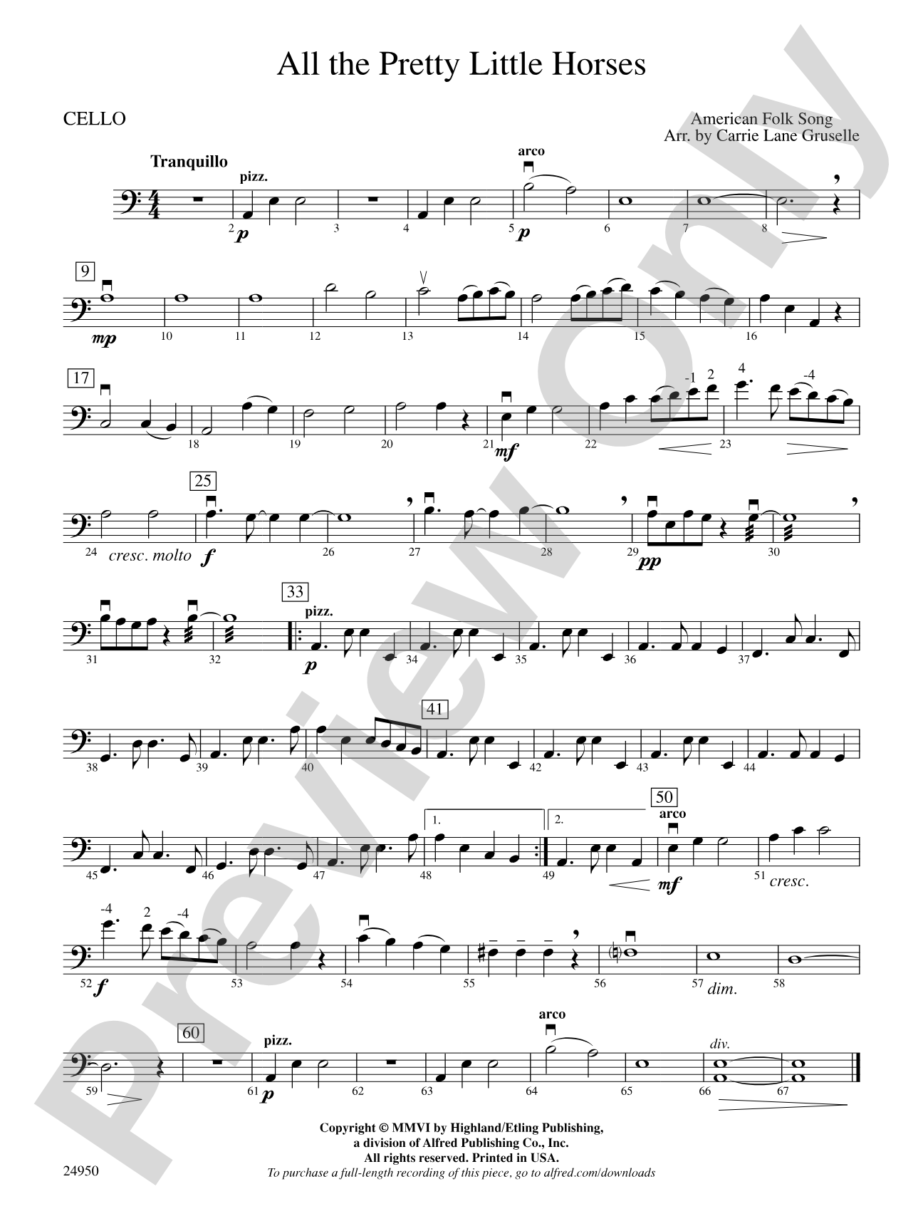 All the Pretty Little Horses: Cello