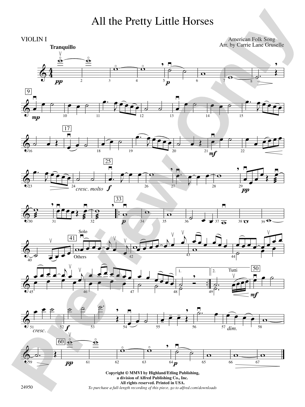 All the Pretty Little Horses: 1st Violin