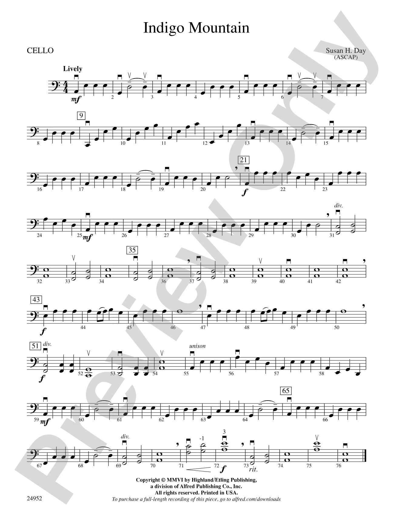 Indigo Mountain: Cello