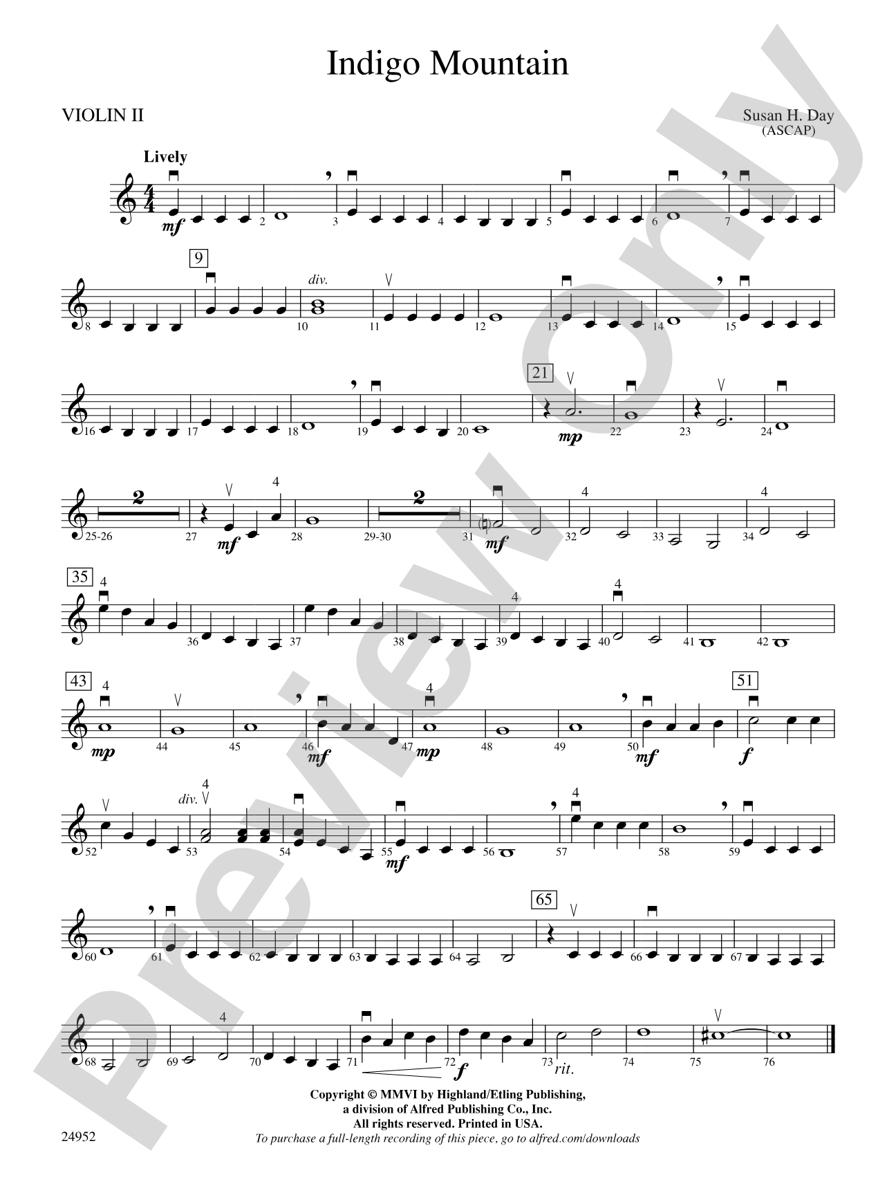 Indigo Mountain: 2nd Violin