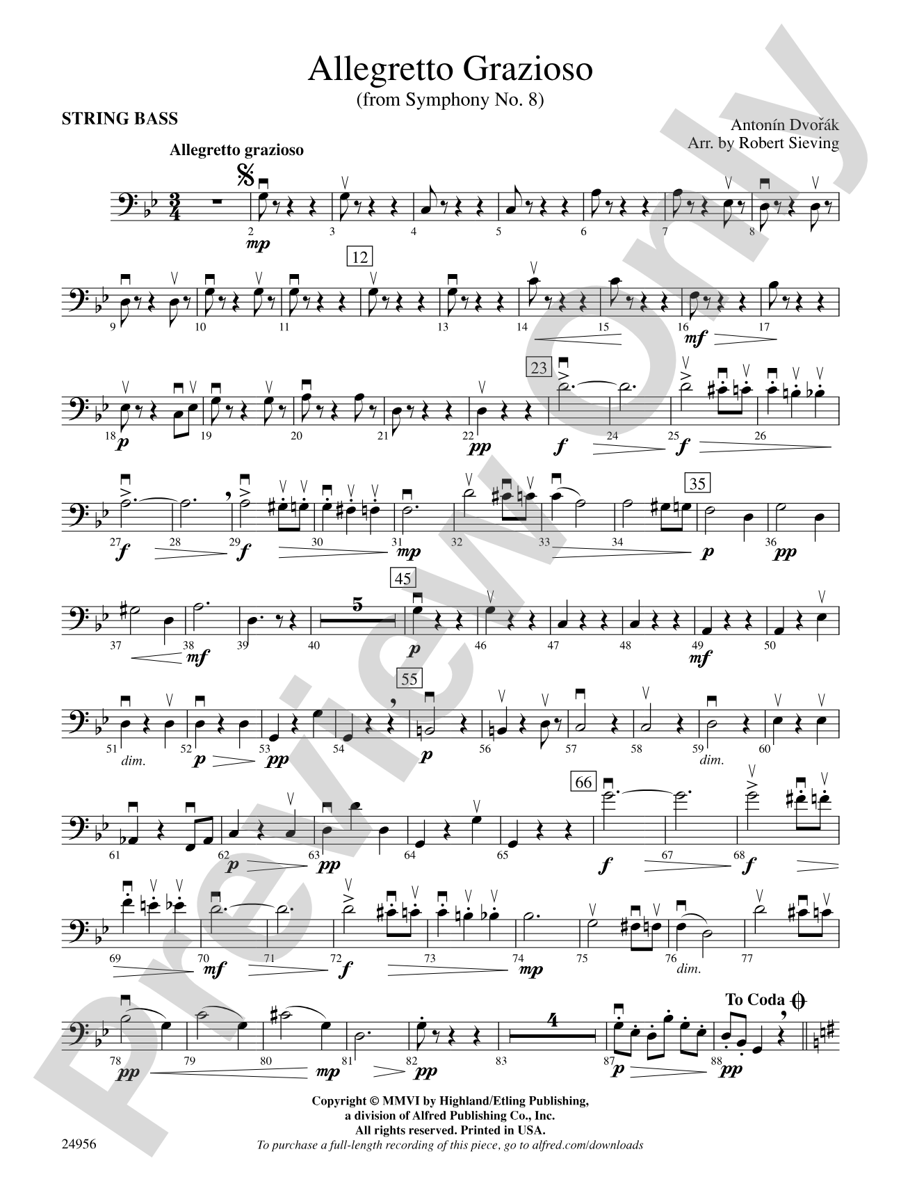 Allegretto Grazioso (from Symphony No. 8): String Bass