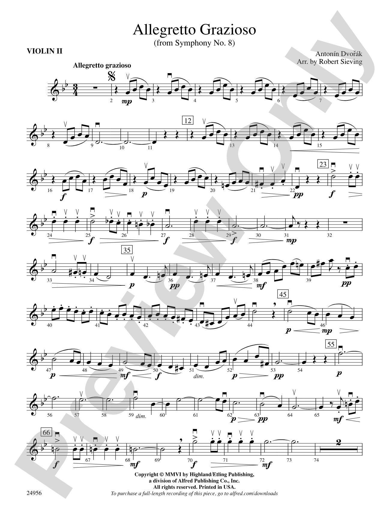 Allegretto Grazioso (from Symphony No. 8): 2nd Violin