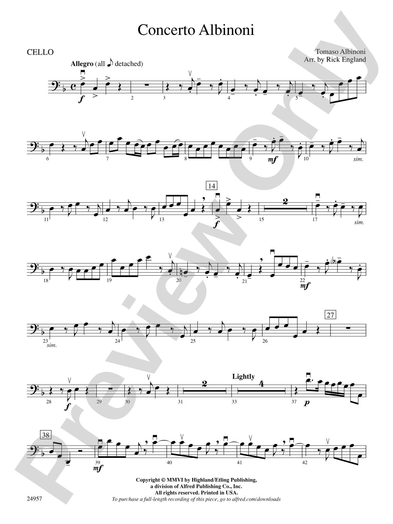 Concerto Albinoni: Cello