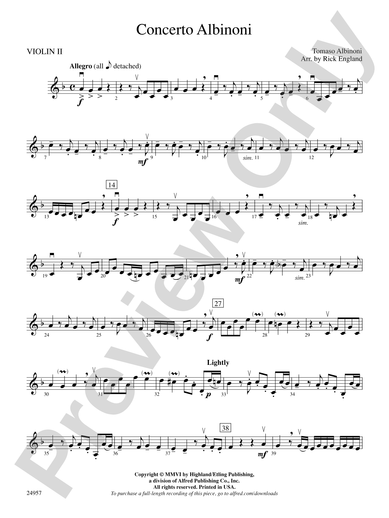Concerto Albinoni: 2nd Violin