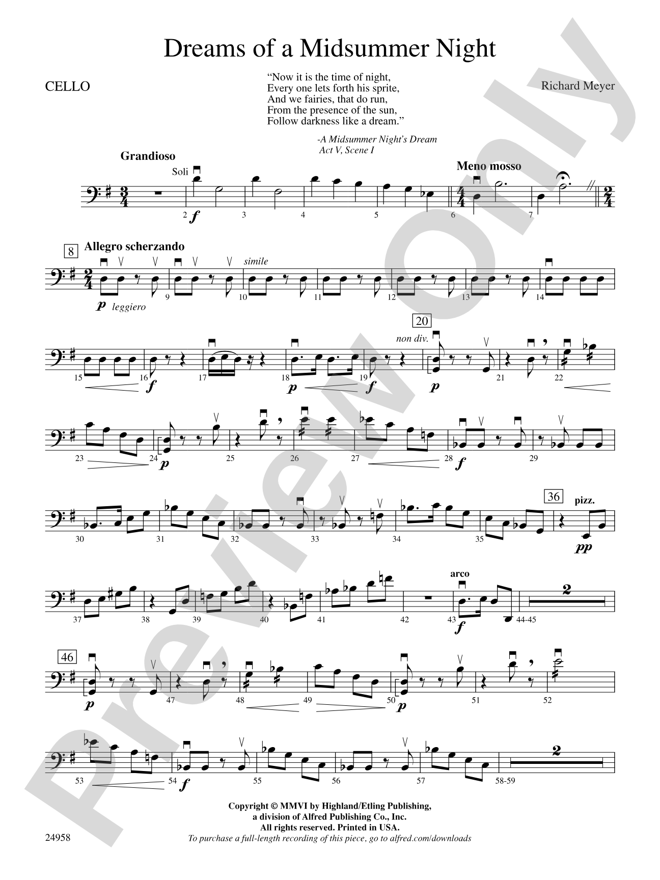 Dreams of a Midsummer Night: Cello