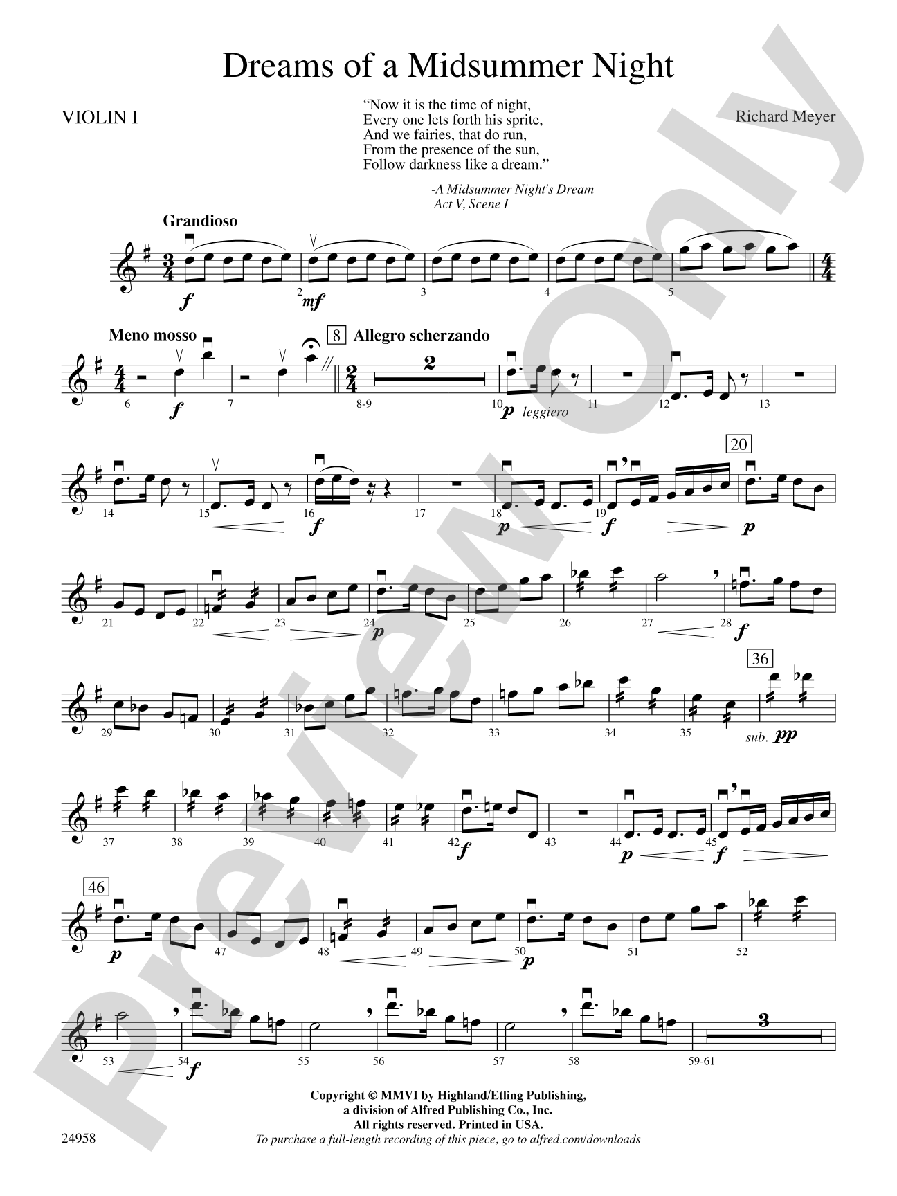 Dreams of a Midsummer Night: 1st Violin