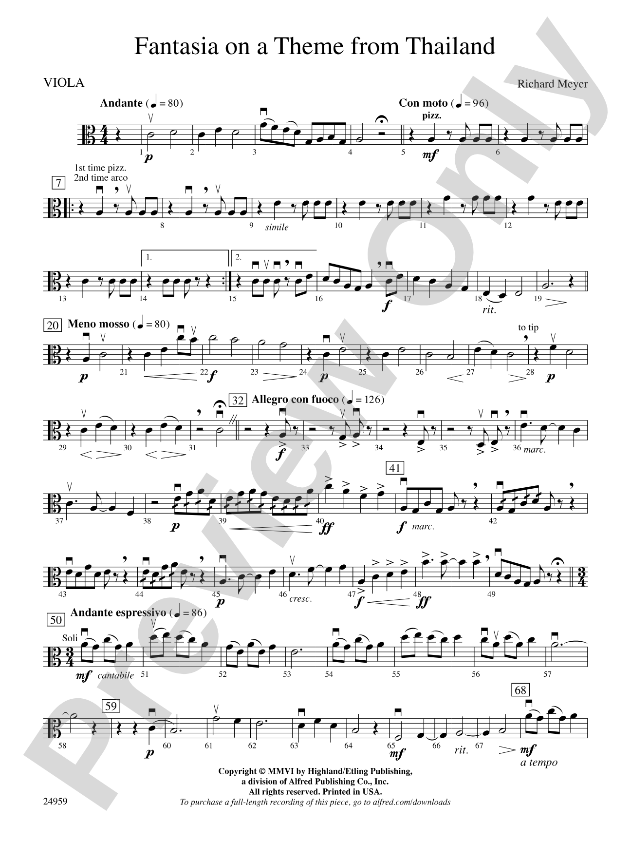 Fantasia on a Theme from Thailand: Viola