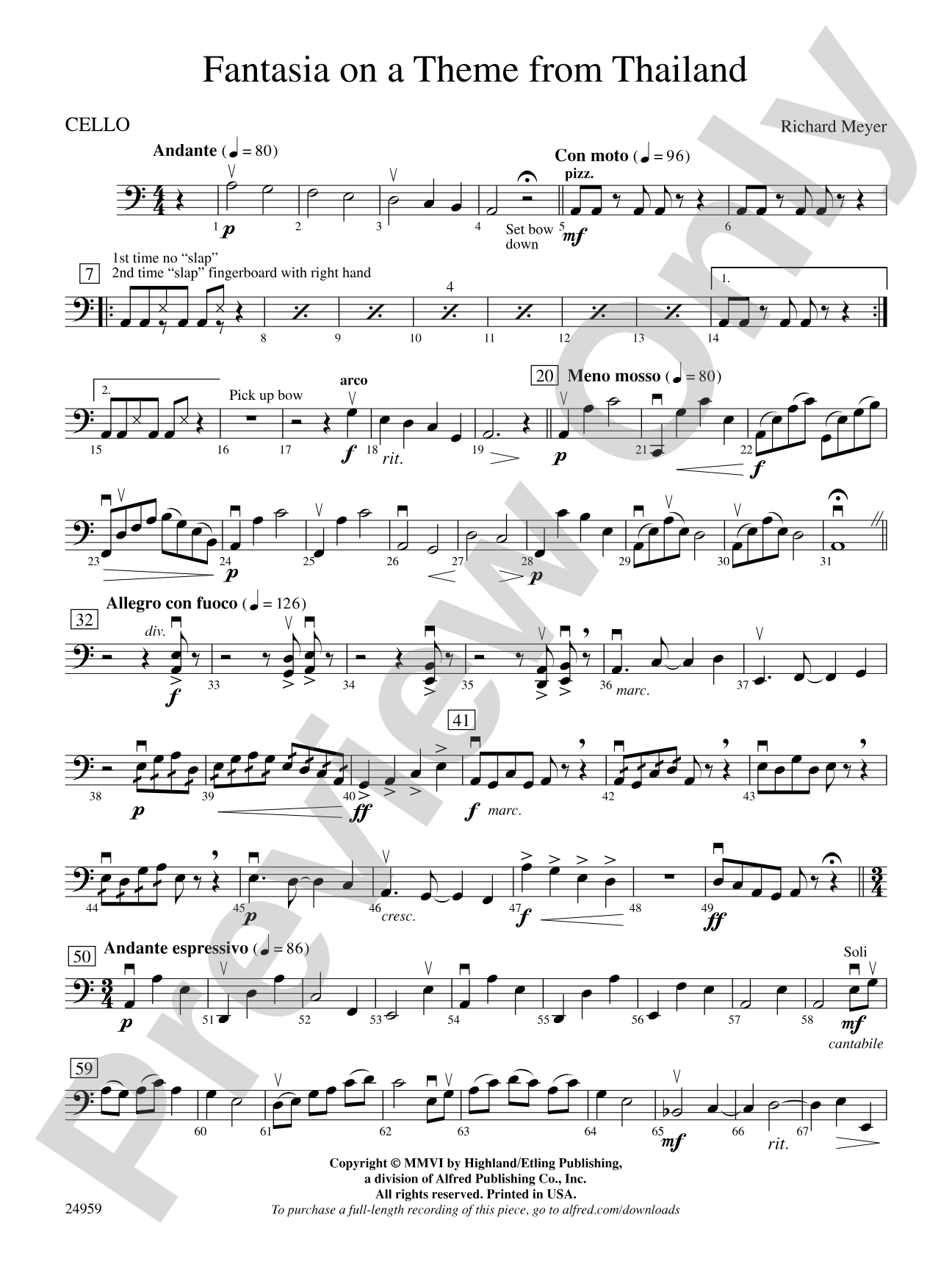 Fantasia on a Theme from Thailand: Cello