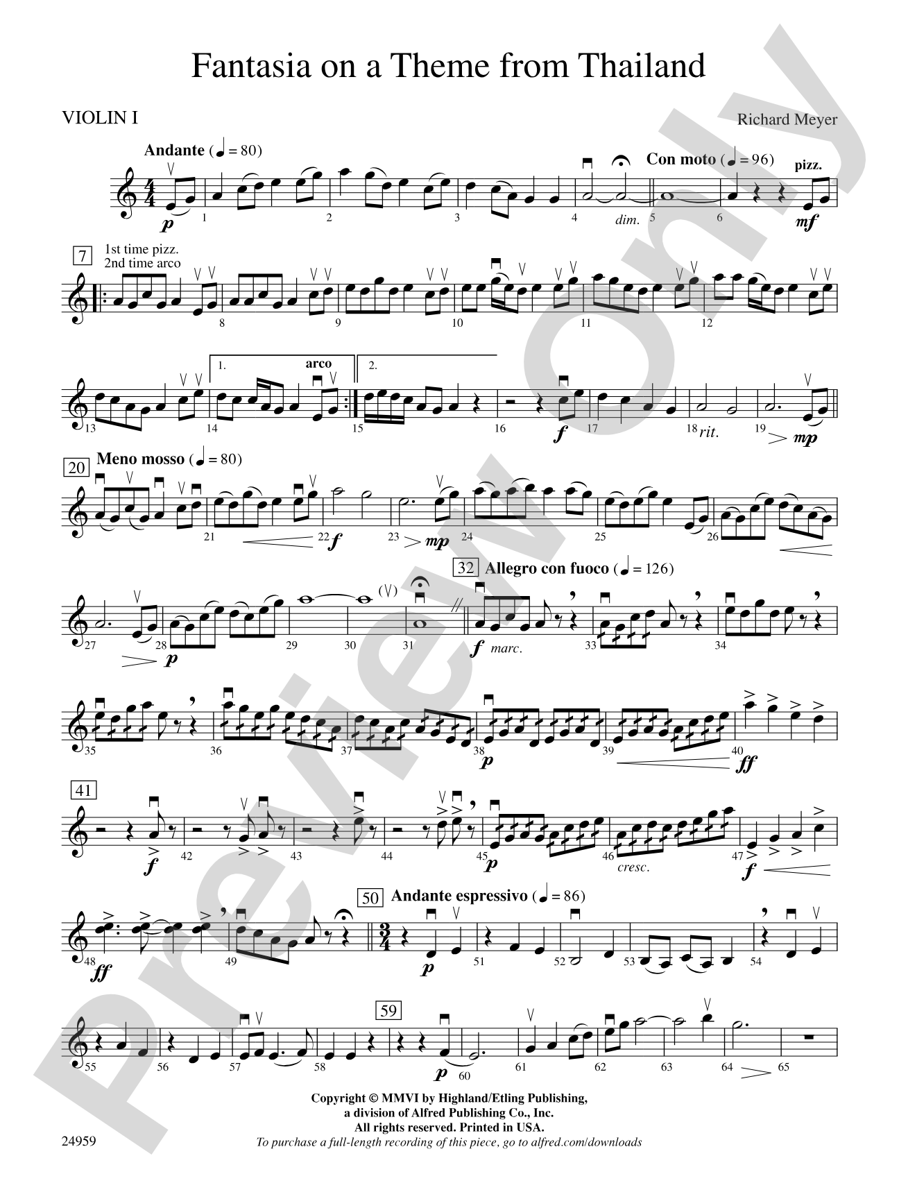 Fantasia on a Theme from Thailand: 1st Violin