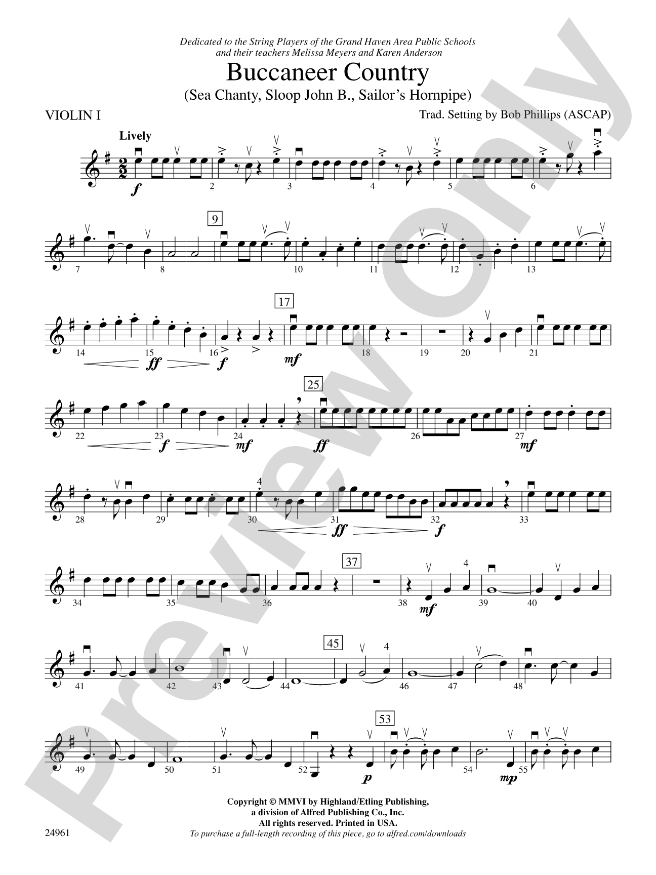 Buccaneer Country: 1st Violin