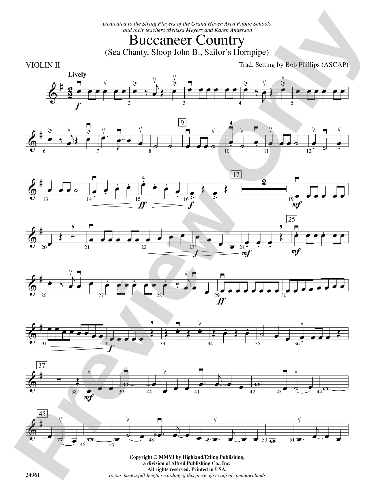 Buccaneer Country: 2nd Violin
