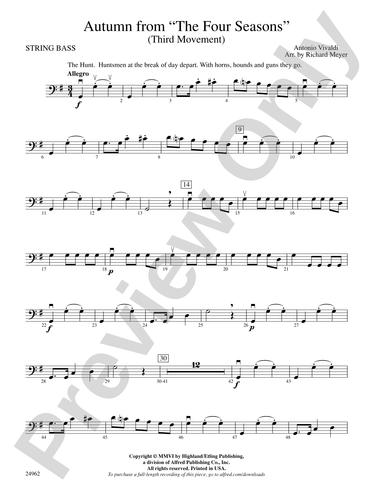 "Autumn" from The Four Seasons: String Bass
