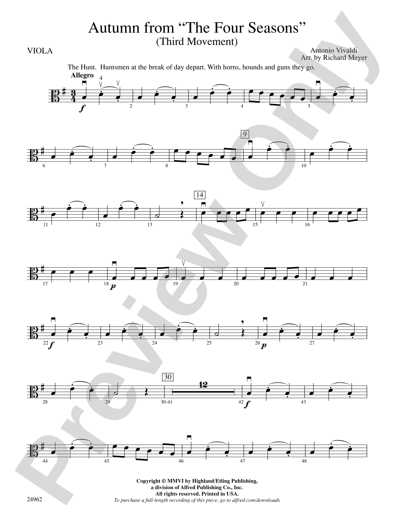 "Autumn" from The Four Seasons: Viola