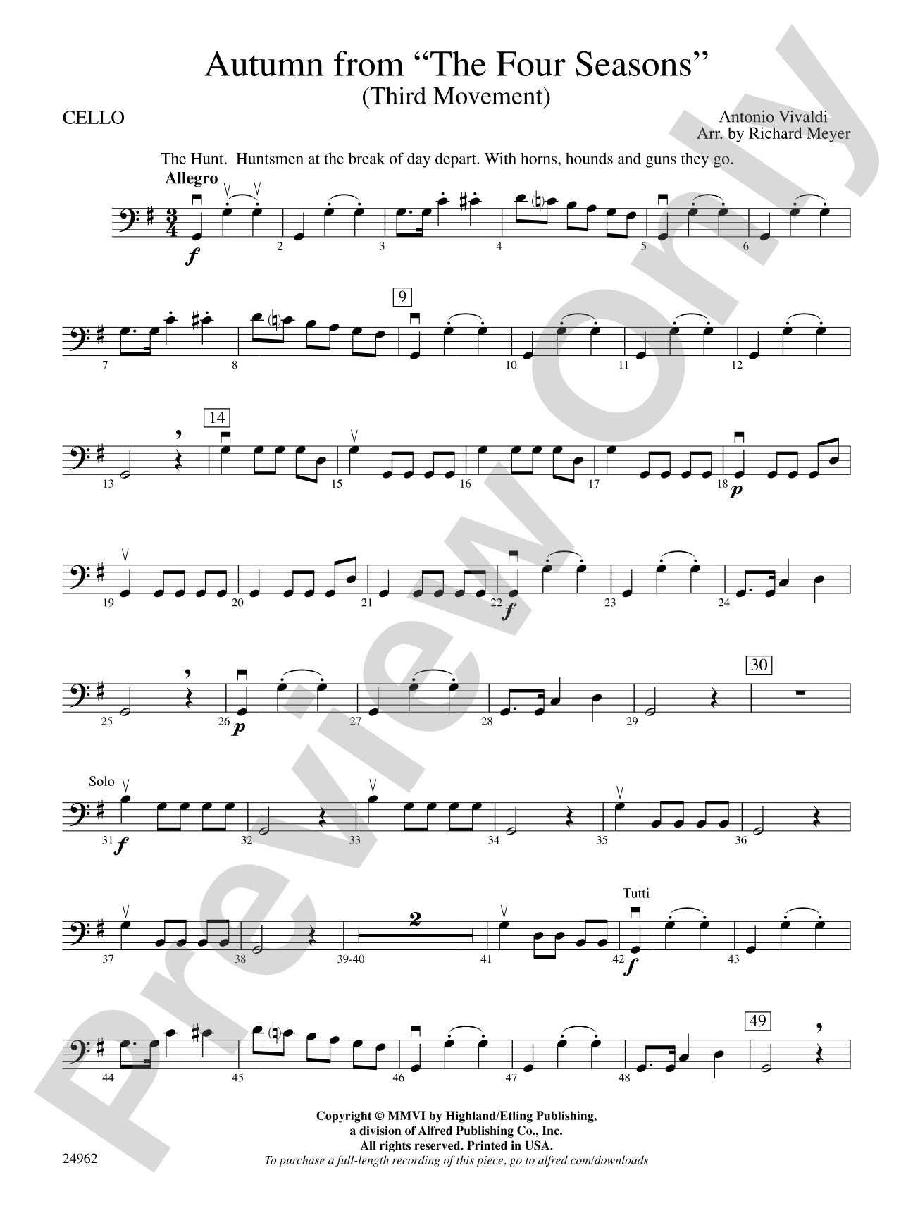 "Autumn" from The Four Seasons: Cello