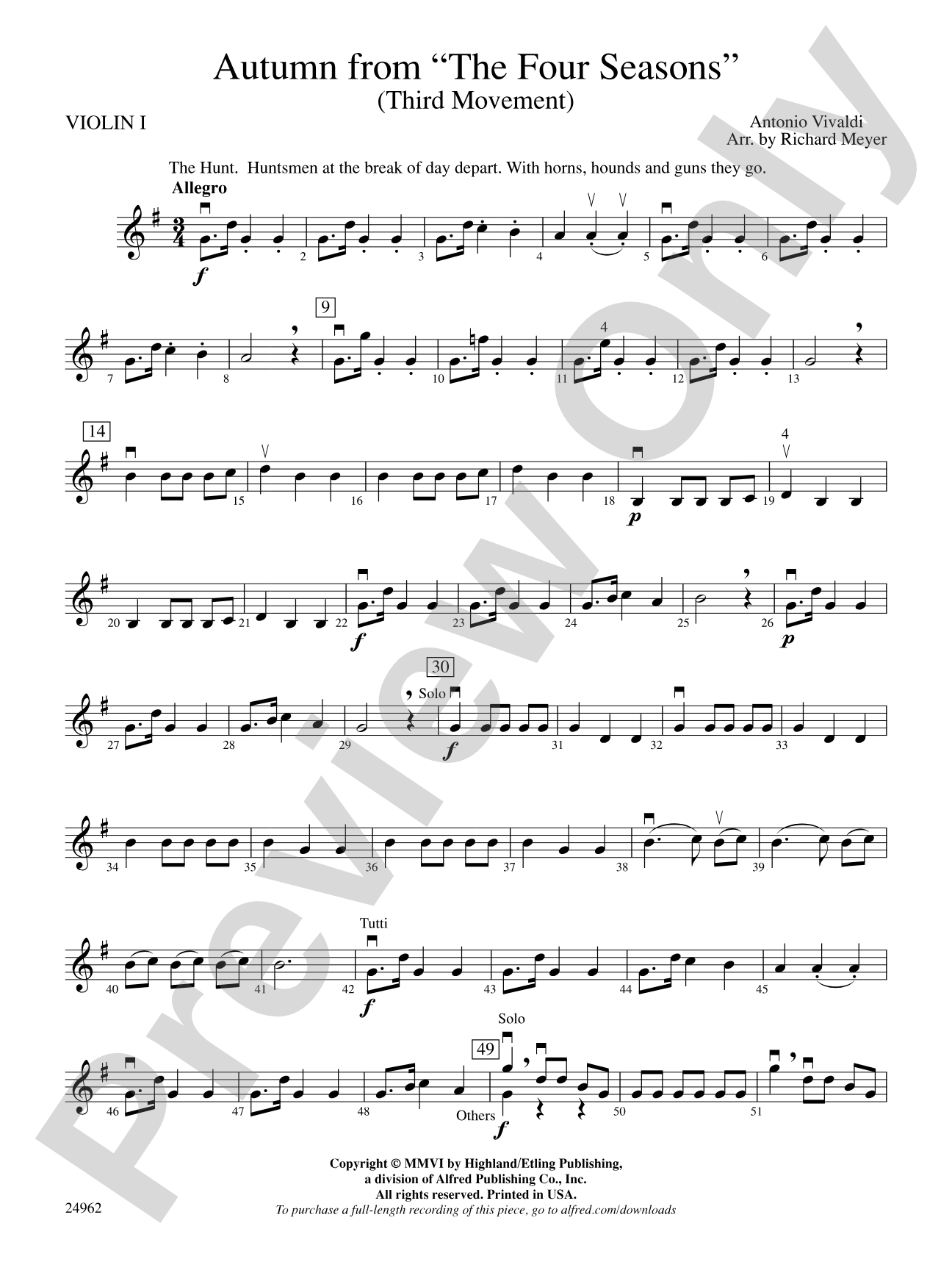 "Autumn" from The Four Seasons: 1st Violin