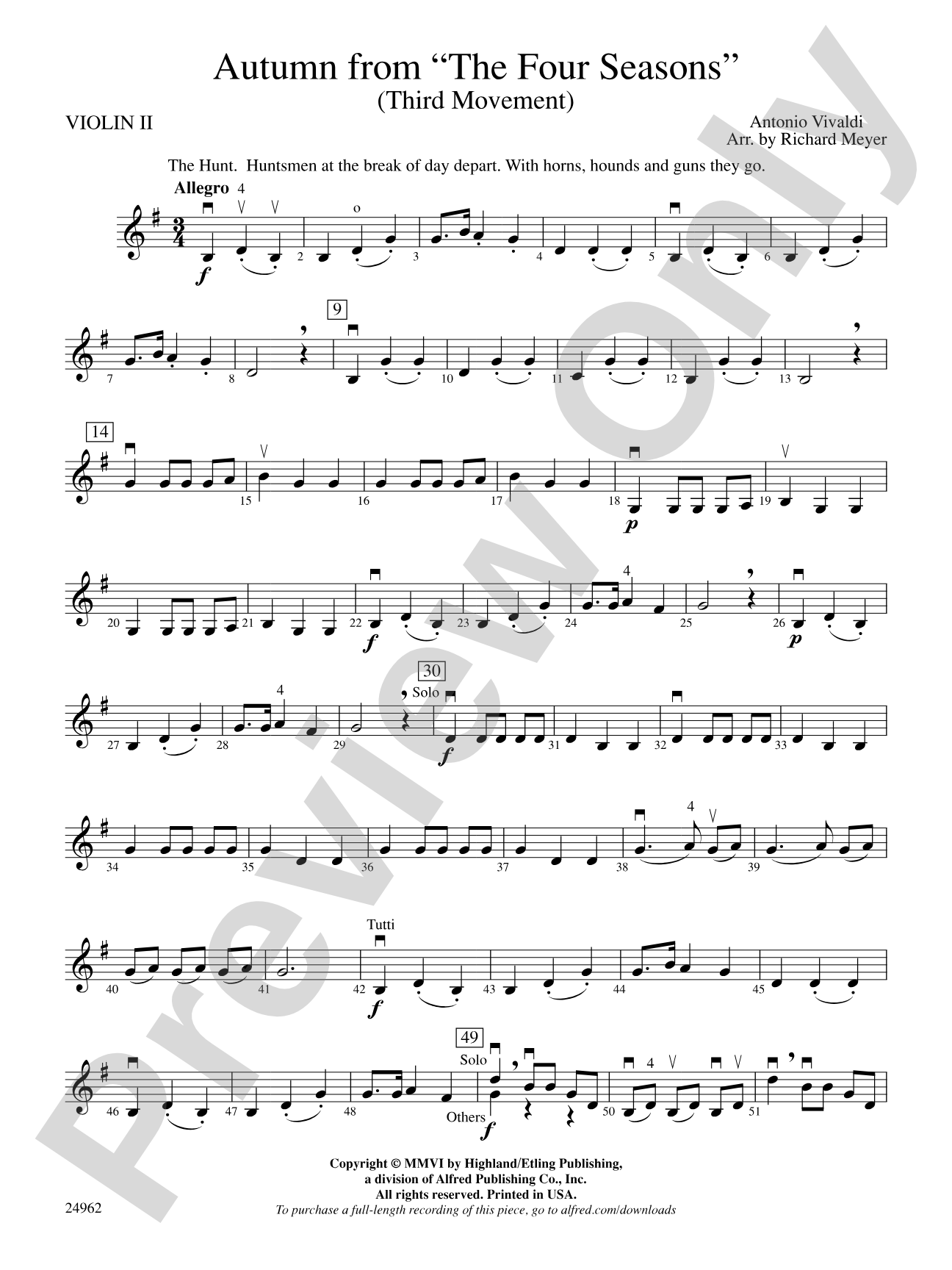 "Autumn" from The Four Seasons: 2nd Violin
