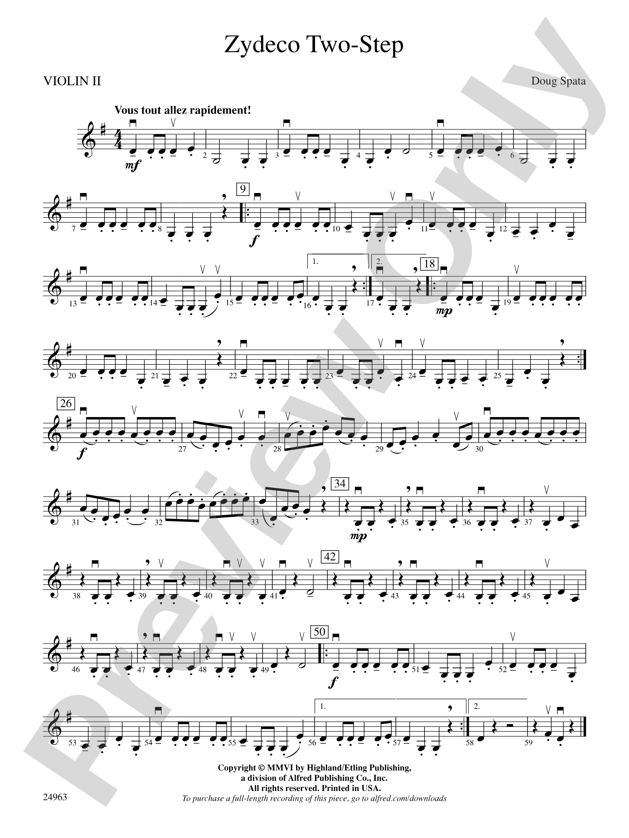 Zydeco Two-Step: 2nd Violin