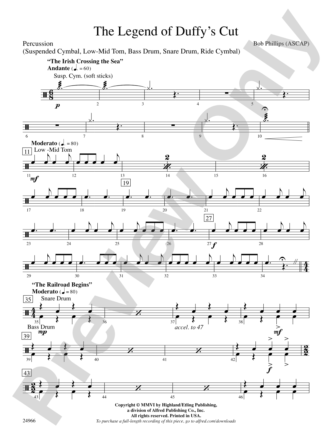 The Legend of Duffy's Cut: 1st Percussion