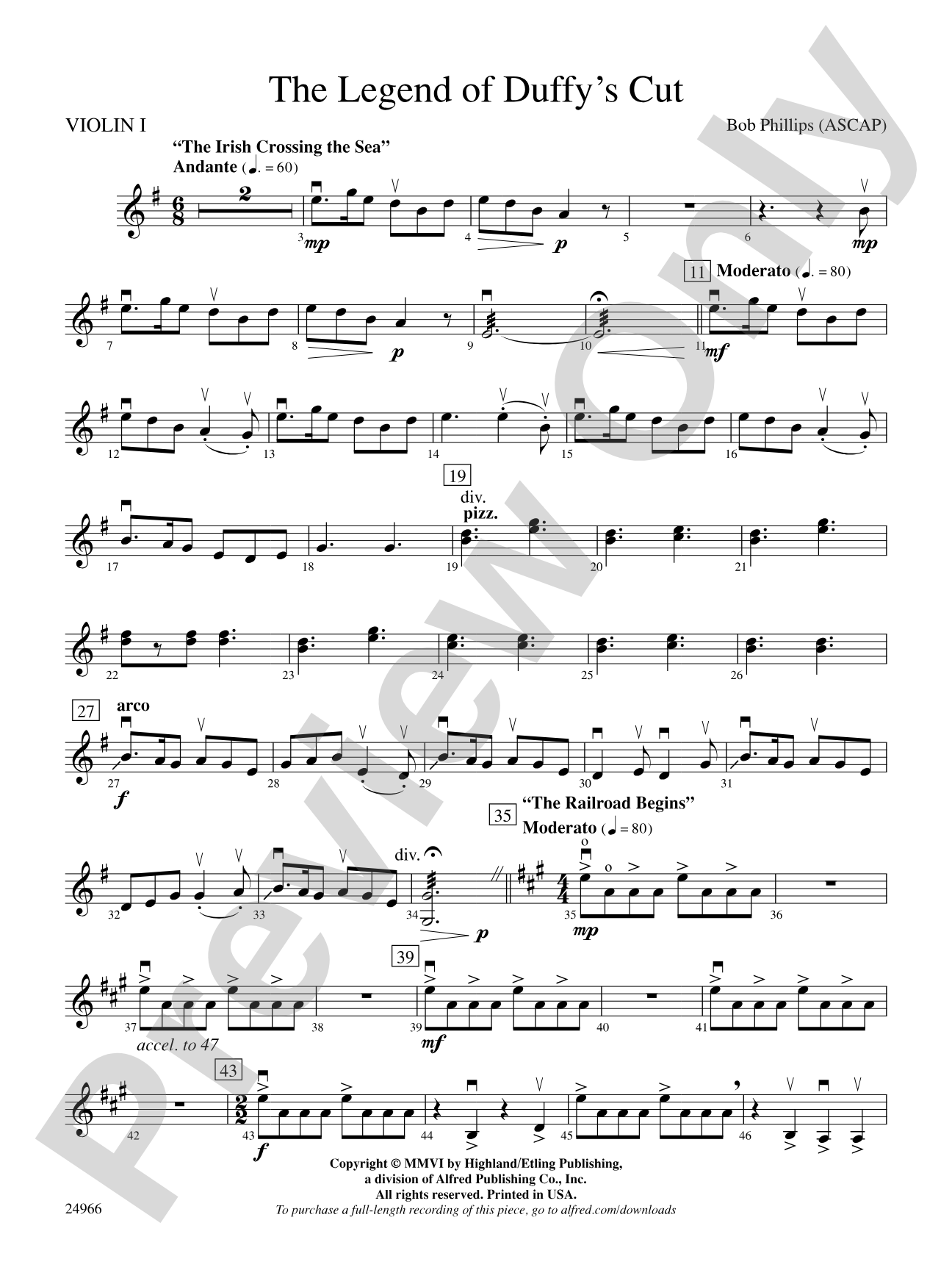The Legend of Duffy's Cut: 1st Violin