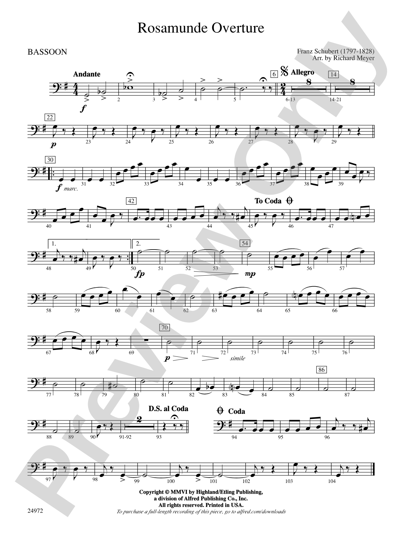 Rosamunde Overture: Bassoon