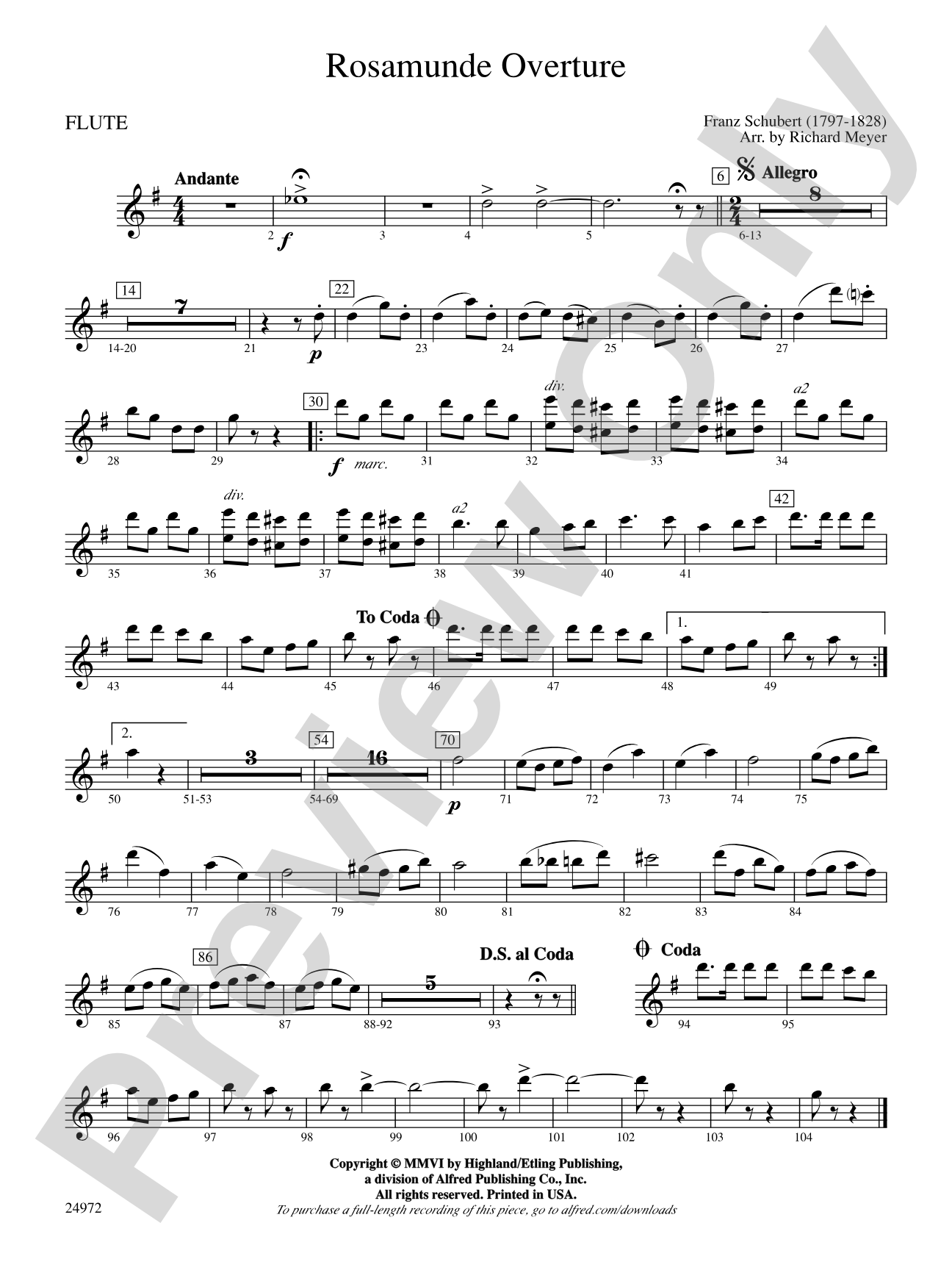 Rosamunde Overture: Flute