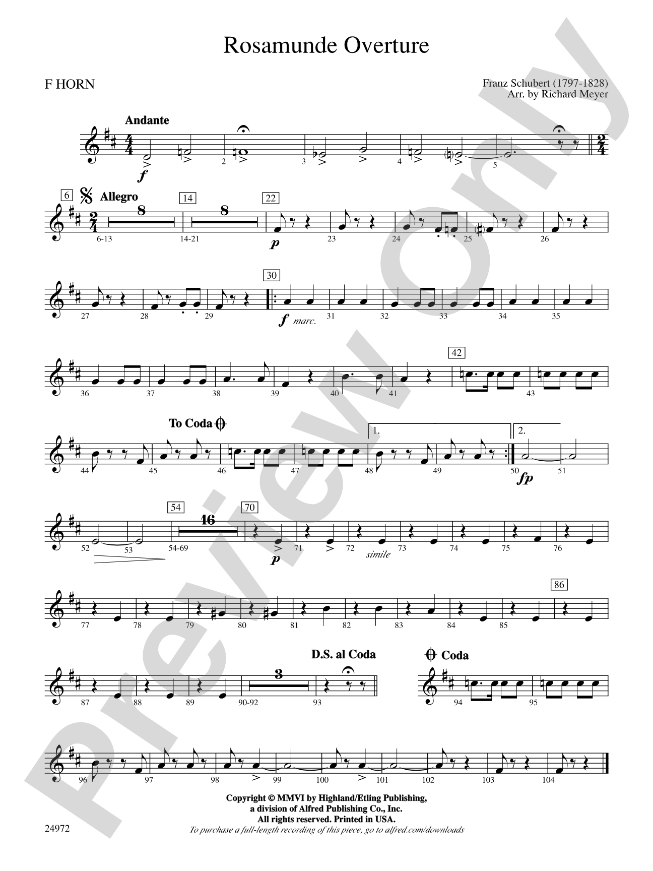 Rosamunde Overture: 1st F Horn
