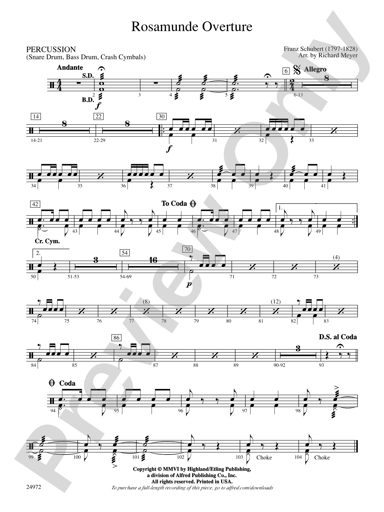 Rosamunde Overture: 1st Percussion