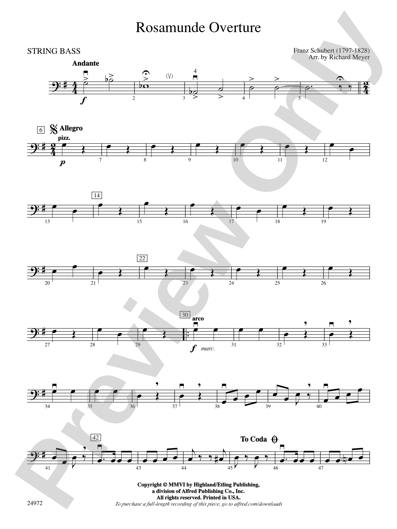 Rosamunde Overture: String Bass