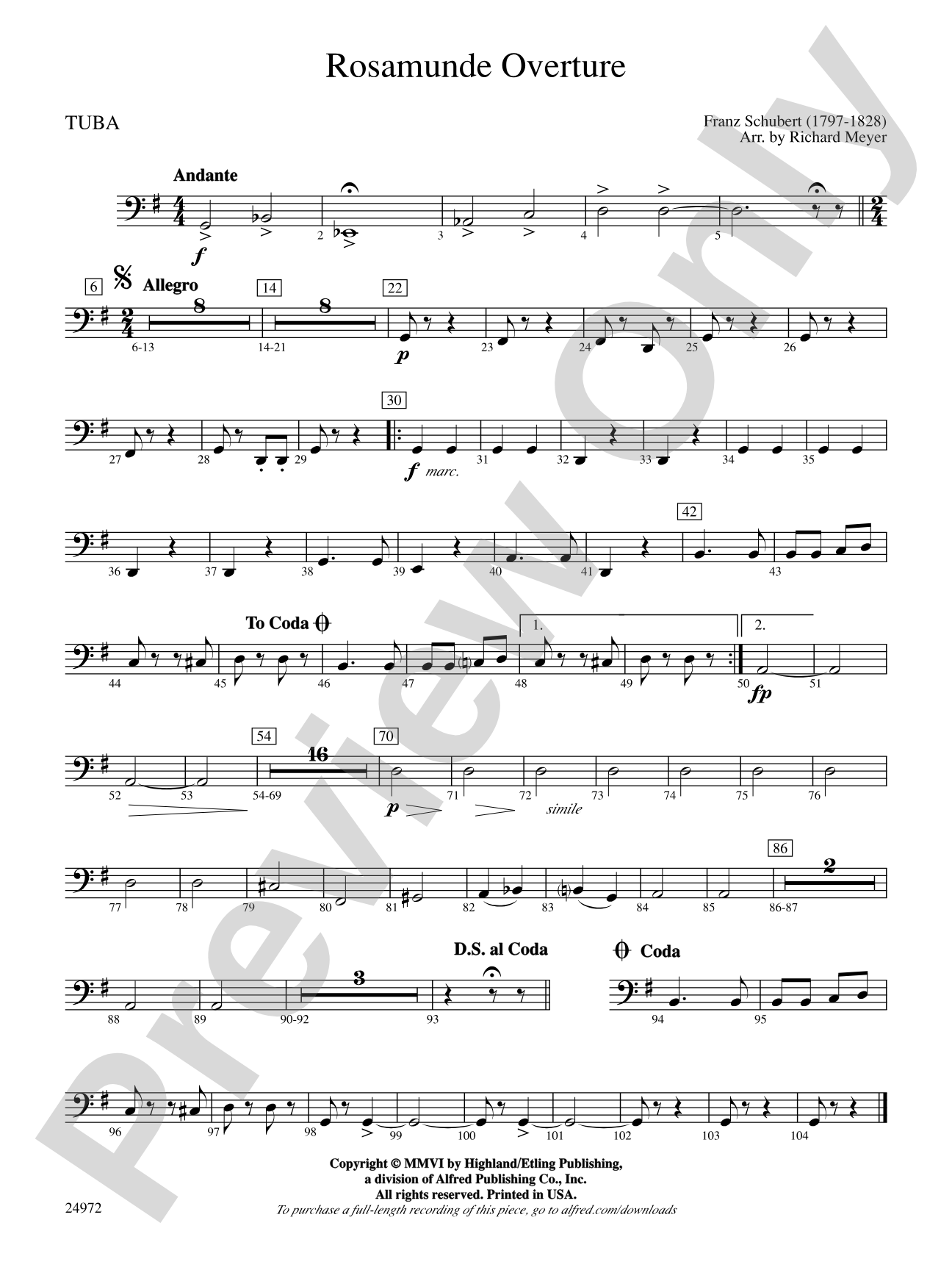 Rosamunde Overture: Tuba