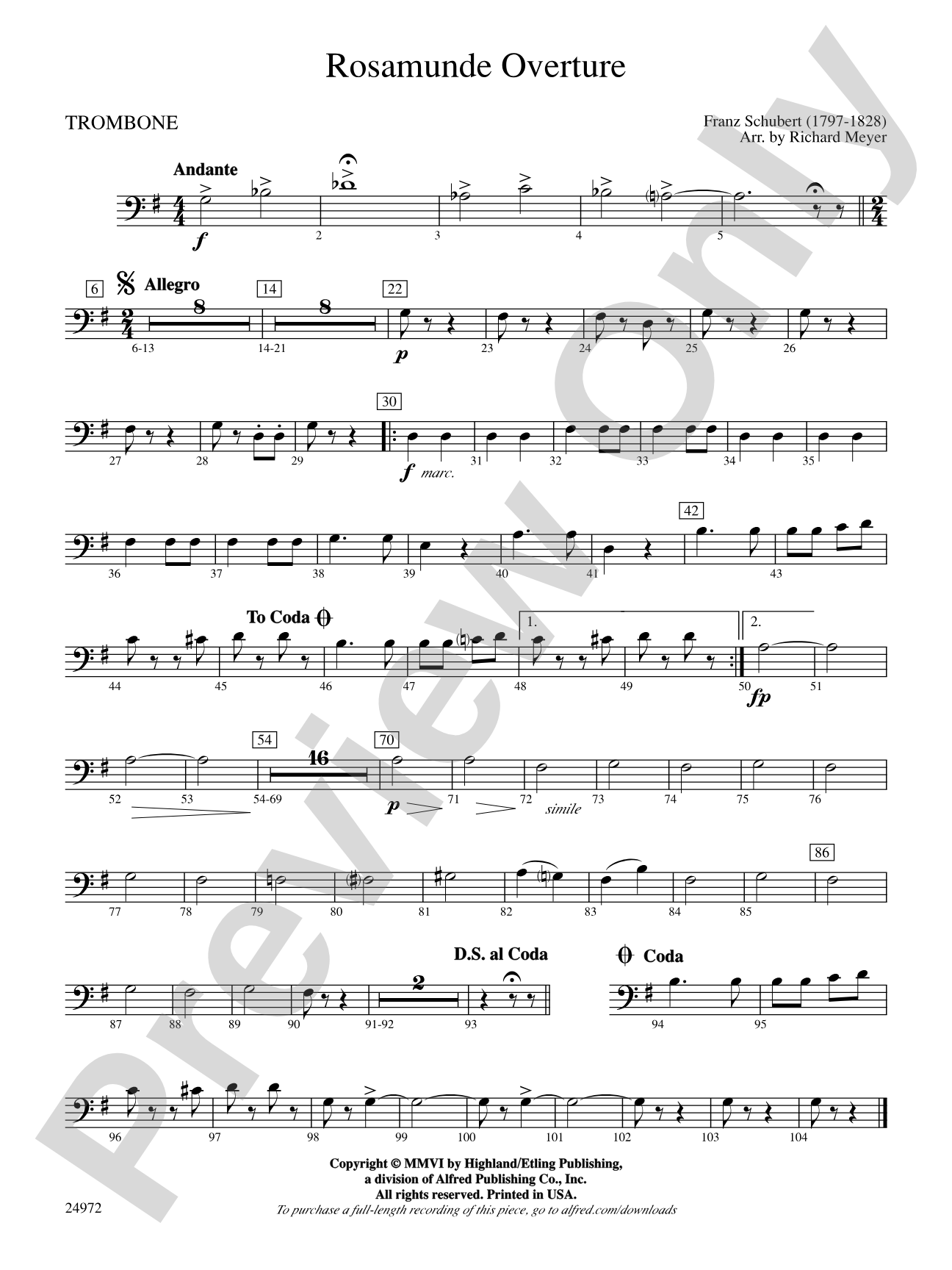 Rosamunde Overture: 1st Trombone