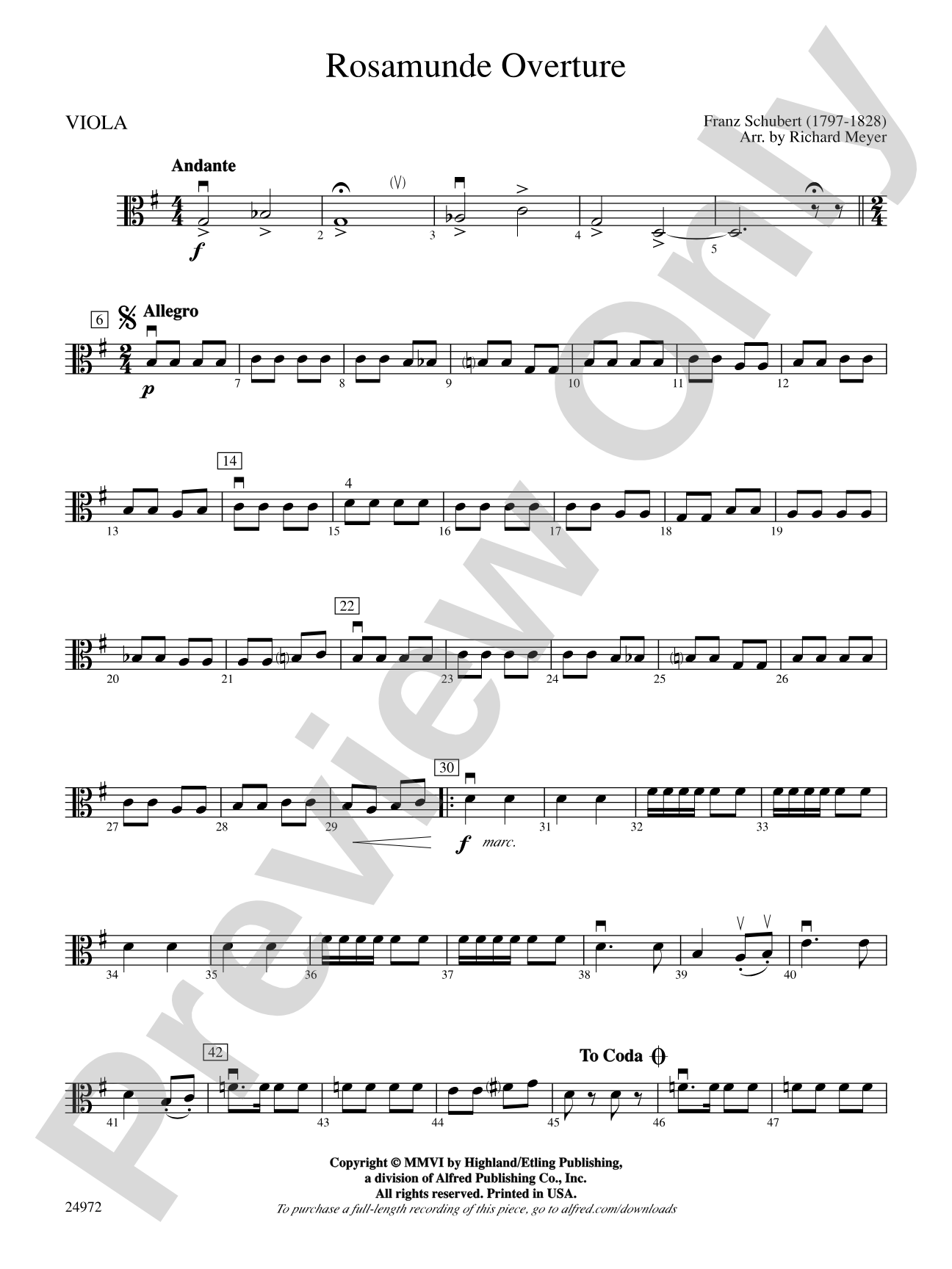 Rosamunde Overture: Viola