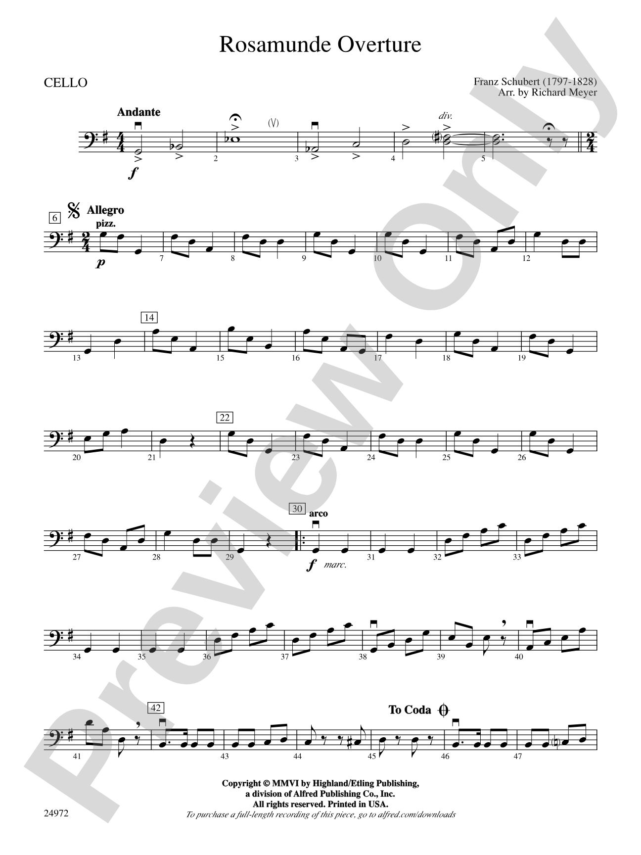 Rosamunde Overture: Cello