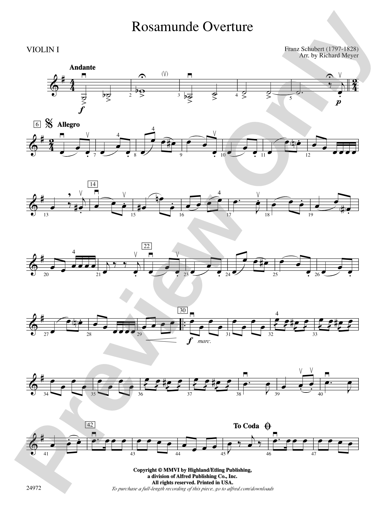 Rosamunde Overture: 1st Violin