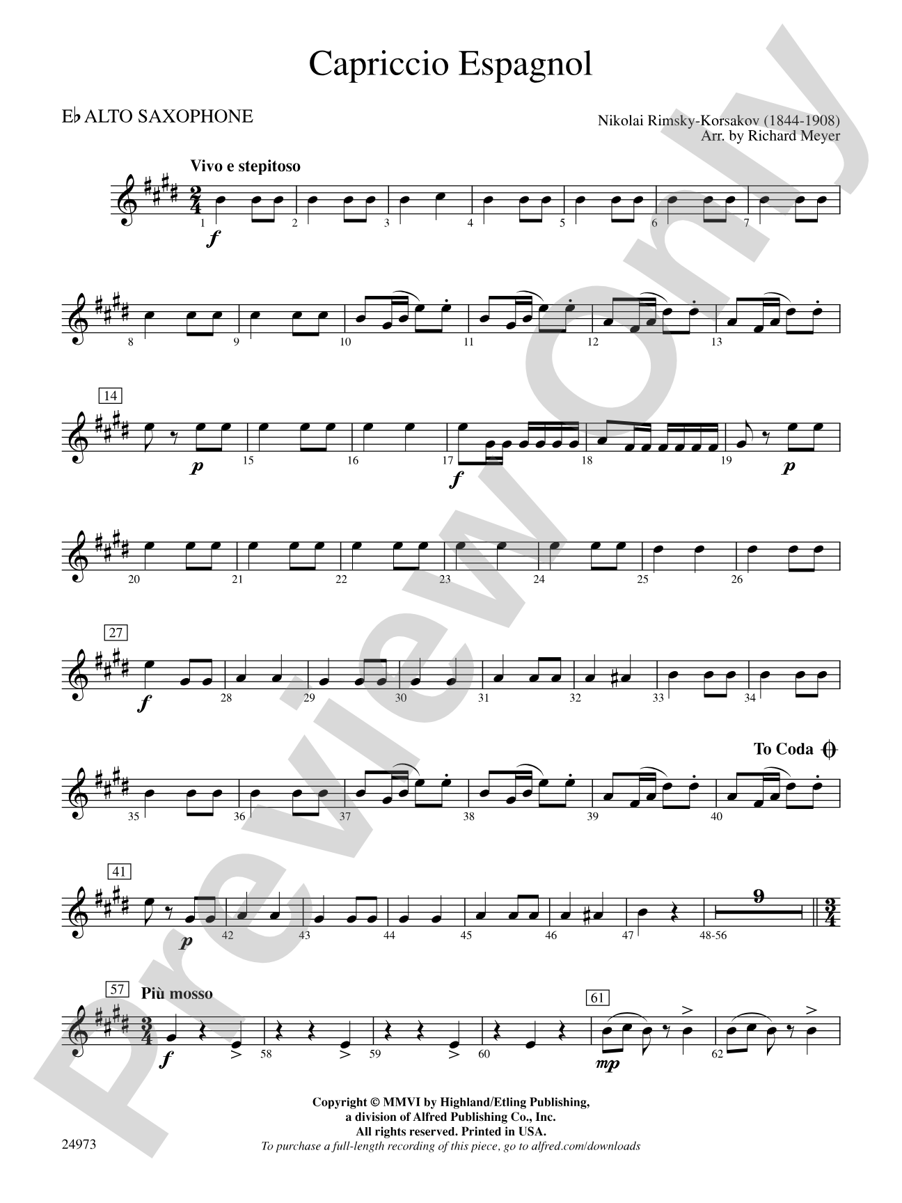 Capriccio Espagnol: E-flat Alto Saxophone
