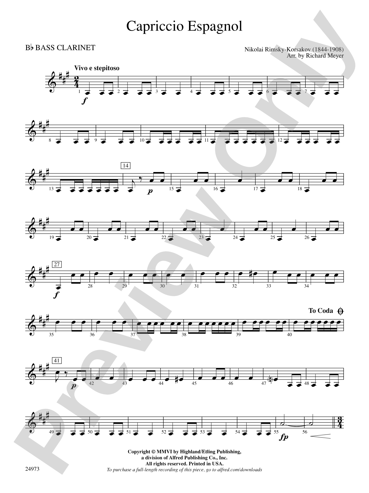 Capriccio Espagnol: B-flat Bass Clarinet