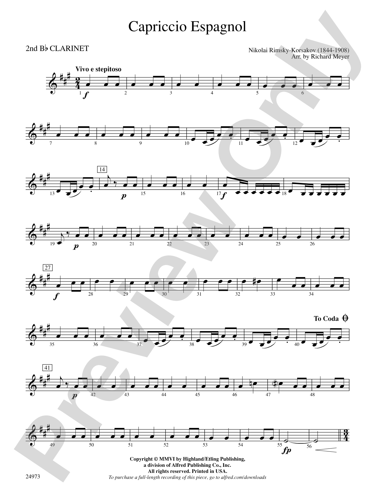 Capriccio Espagnol: 2nd B-flat Clarinet