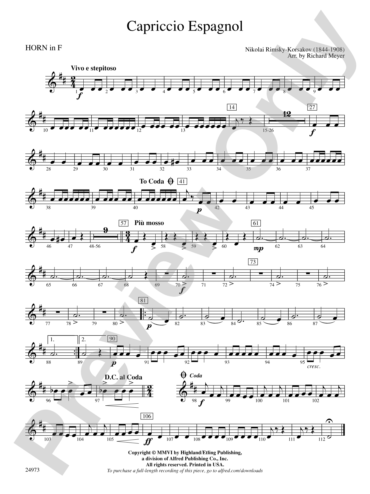 Capriccio Espagnol: 1st F Horn