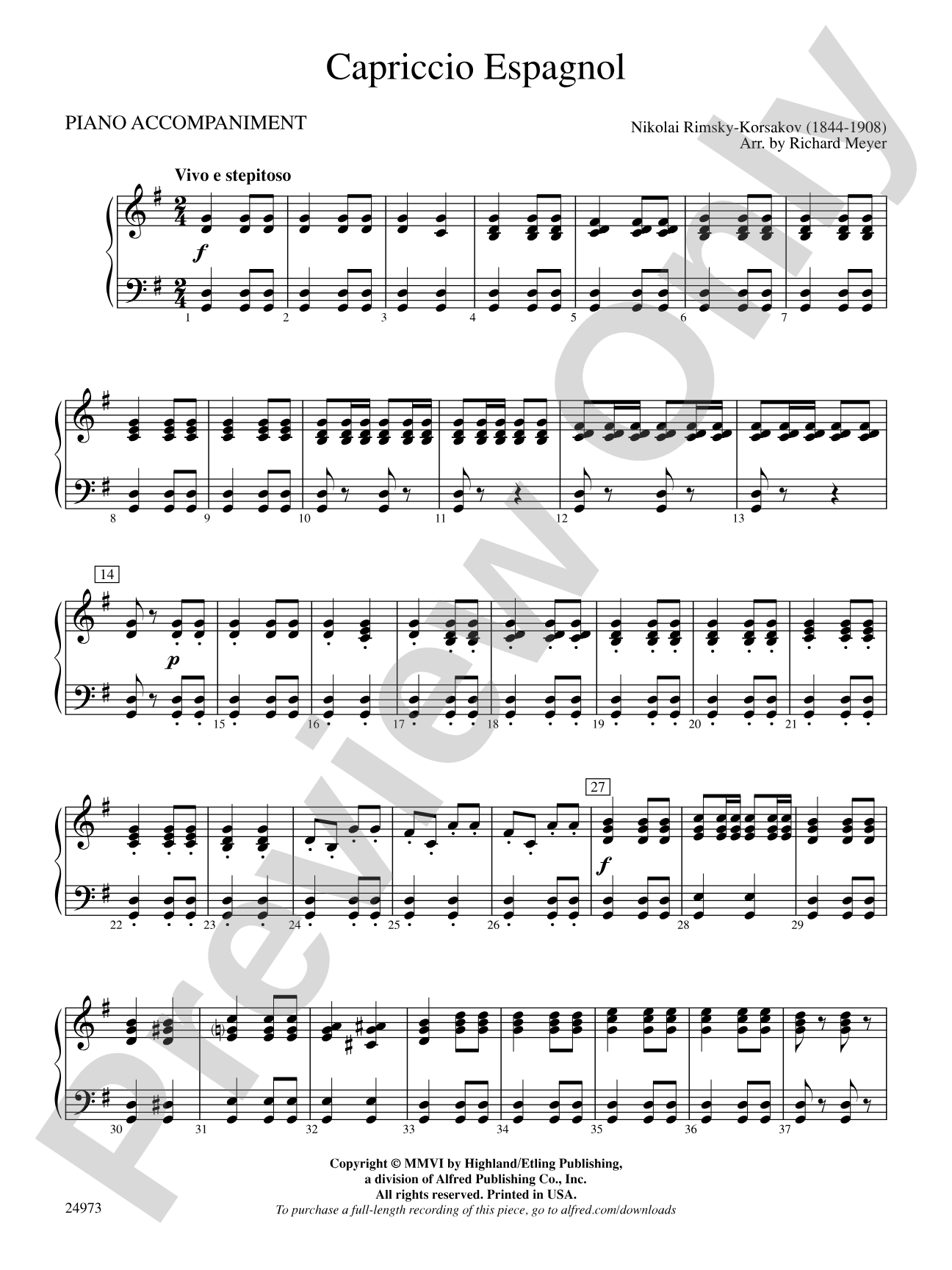 Capriccio Espagnol: Piano Accompaniment